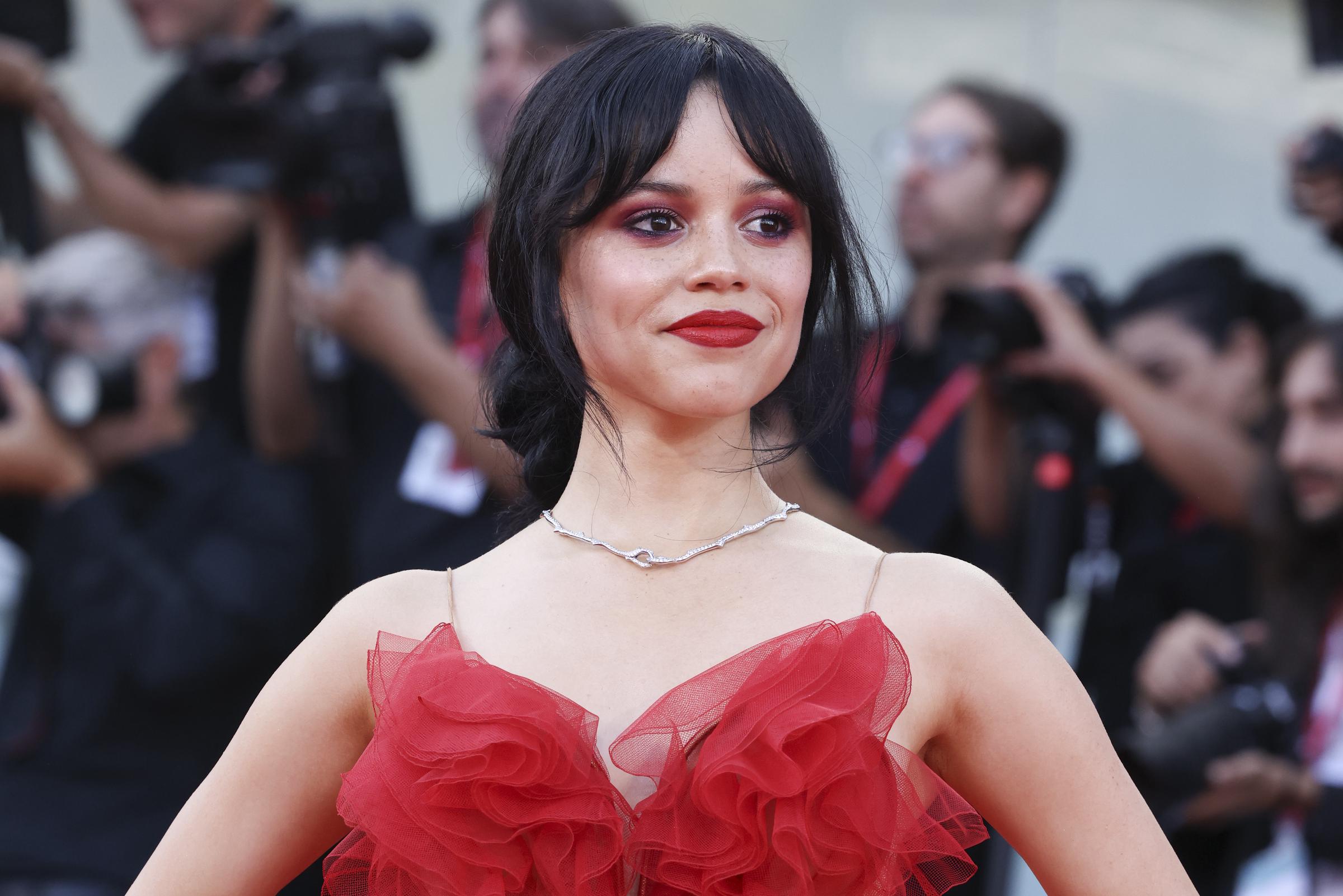 Jenna Ortega on the red carpet for "Beetlejuice Beetlejuice" during the 81st Venice International Film Festival on August 28, 2024, in Venice, Italy | Source: Getty Images