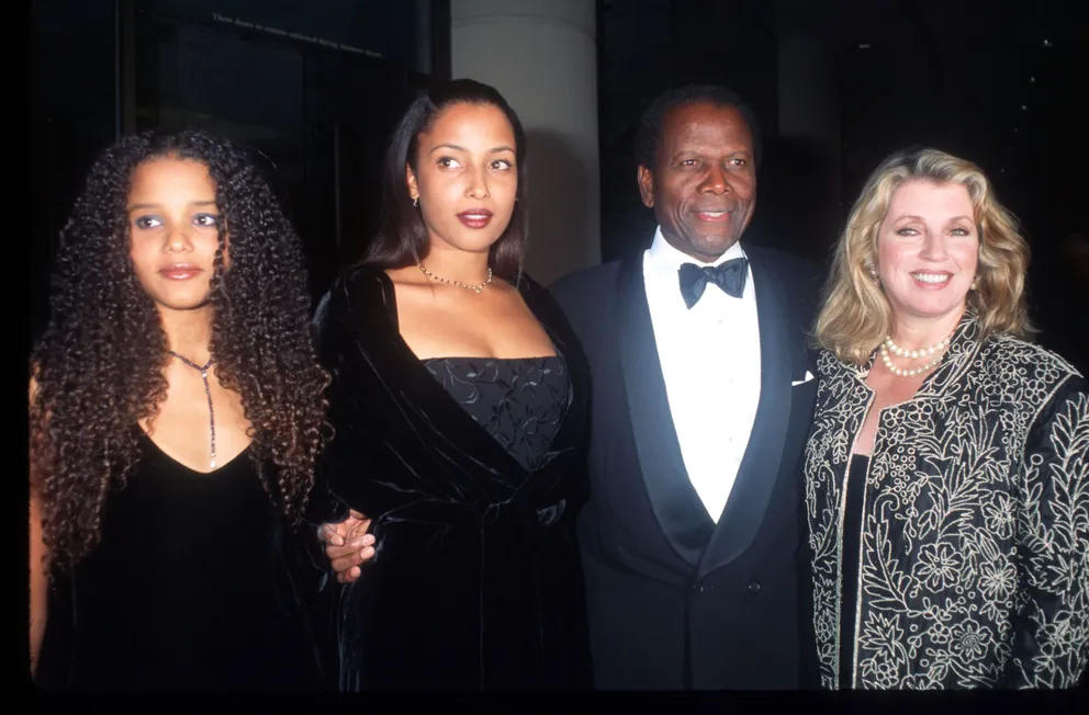 Sidney Poitier, his wife Joanna Shimkus, and their two children Anika and Sidney circa the 1990s | Source: Getty Images