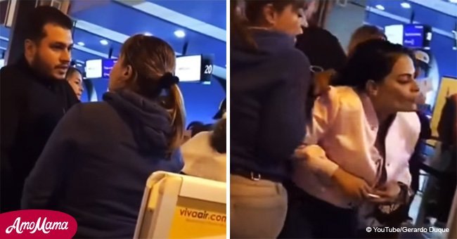 Wife caught husband at airport with another woman in viral video