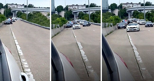 Drivers pull over their cars to check on a woman who was pulled over by cops | Photo: TikTok/sheniweird