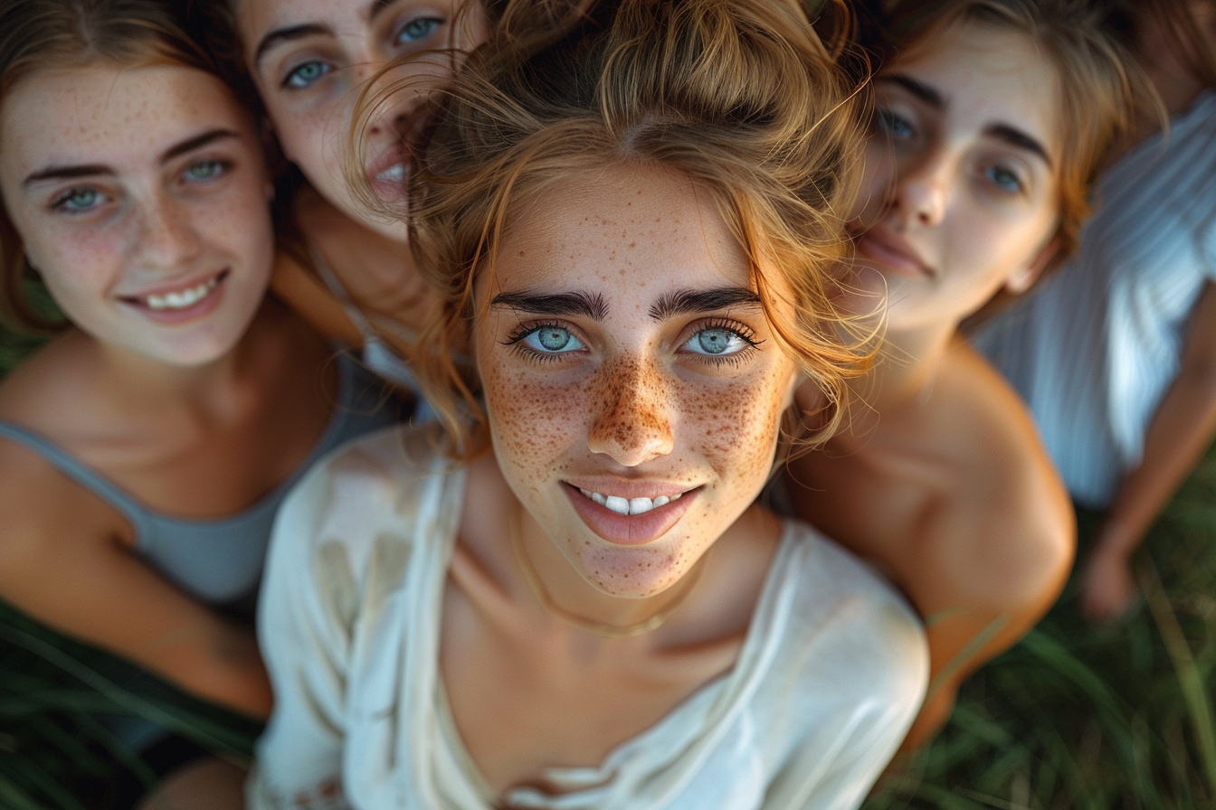 A selfie of a woman with her friends | Source: Midjourney