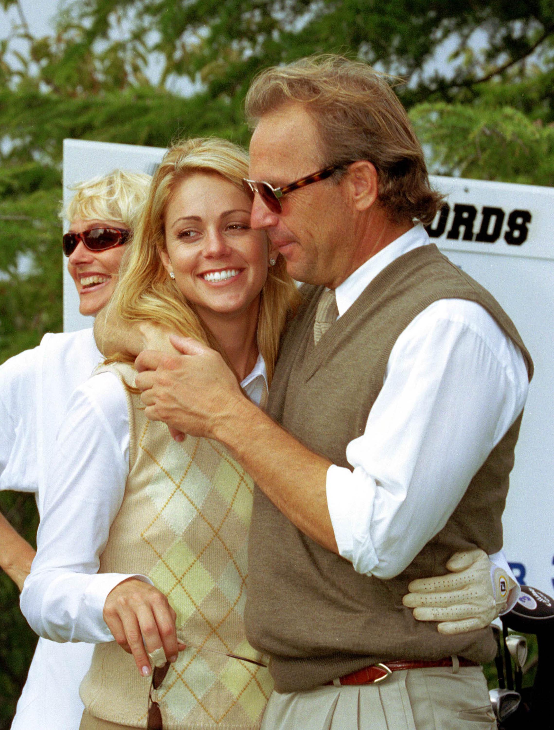 Actor Kevin Costner and Christine Baumgartner attend the Big 3 Records Monte Carlo Invitational Pro-Celebrity Golf Tournament in 2000. | Source: Getty Images