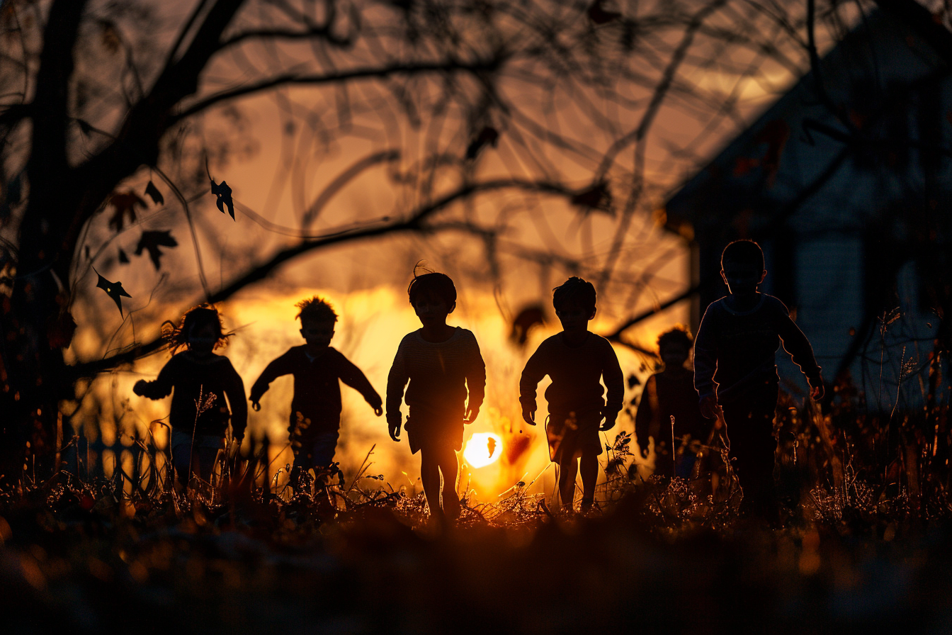 Silhouette of children playing together | Source: Midjourney