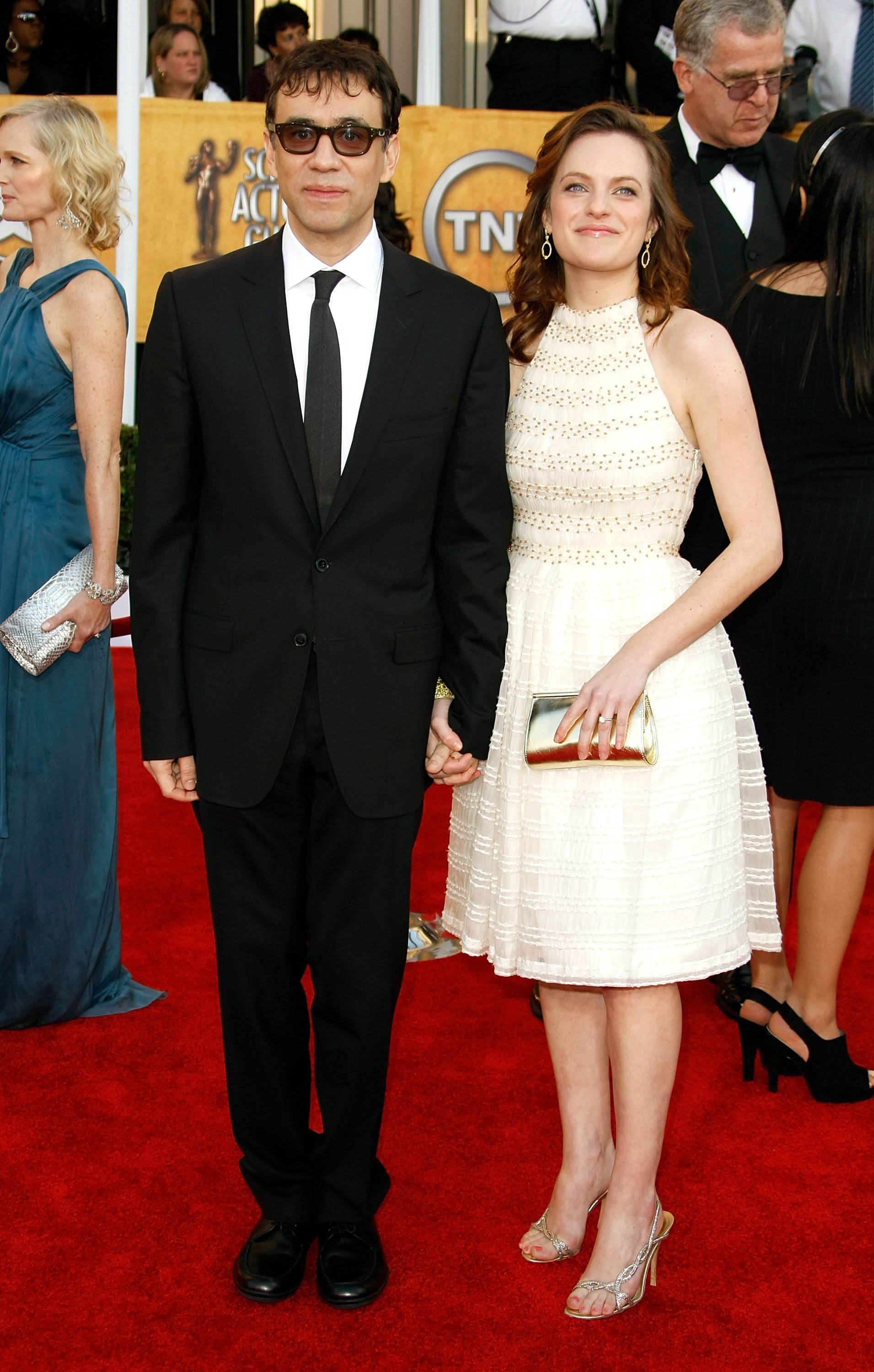 Actors Fred Armisen and Elisabeth Moss at the Shrine Auditorium on January 25, 2009, in Los Angeles, California. I Source: Getty Images