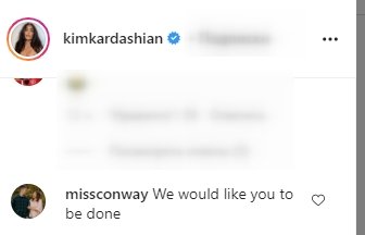 Screenshot of comments on Kim Kardashian's Instagram post. | Source: Getty Images