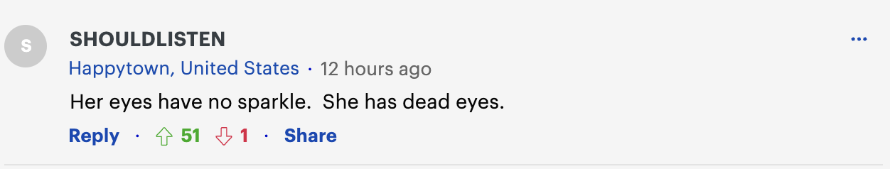 A comment left on an article about Jessica Simpson dated November 28, 2023 | Source: dailymail.co.uk
