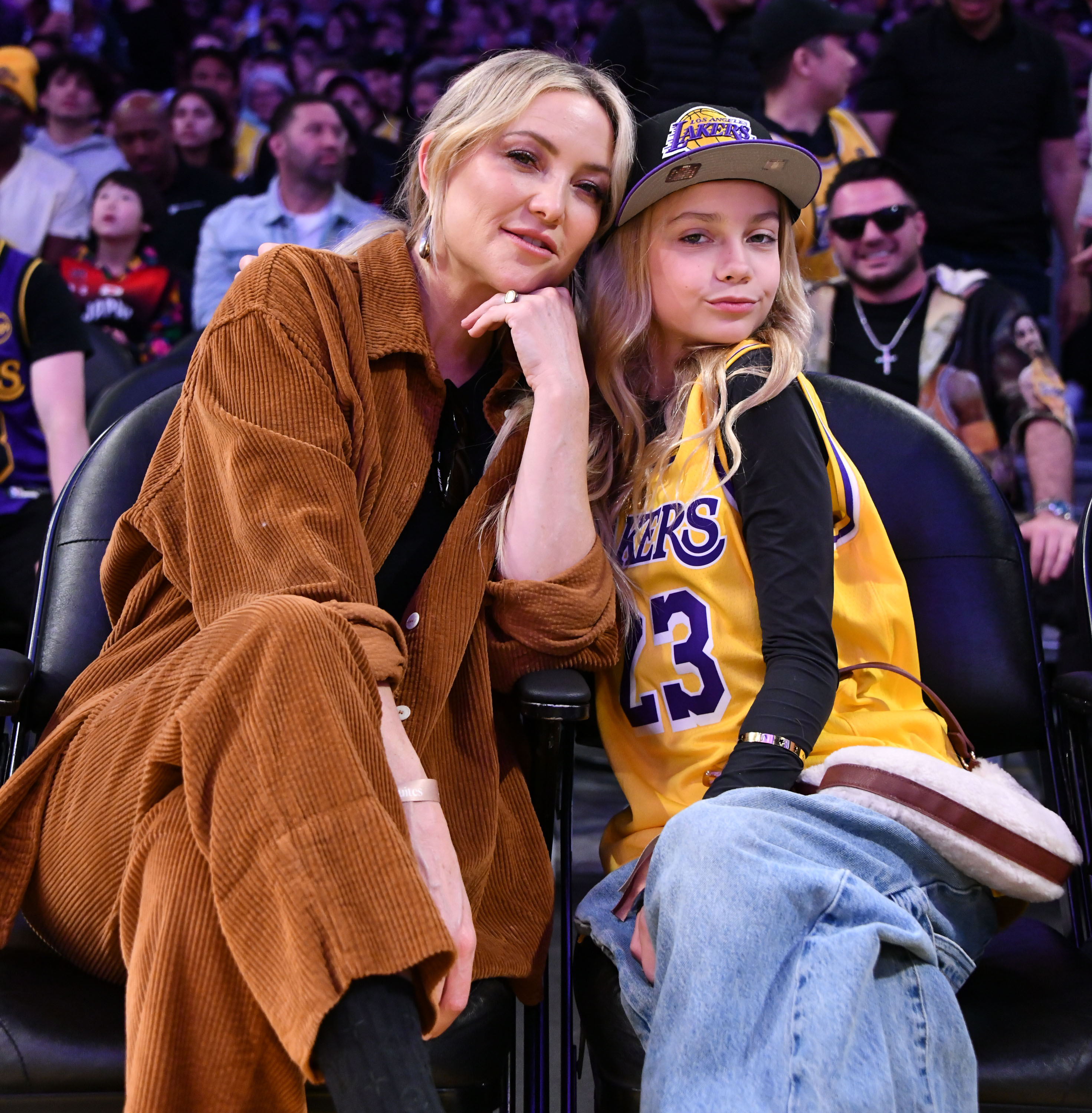 Kate and Rio Hudson at a basketball game between the Los Angeles Lakers and the Denver Nuggets at Crypto.com Arena on March 19, 2025, in California. | Source: Getty Images