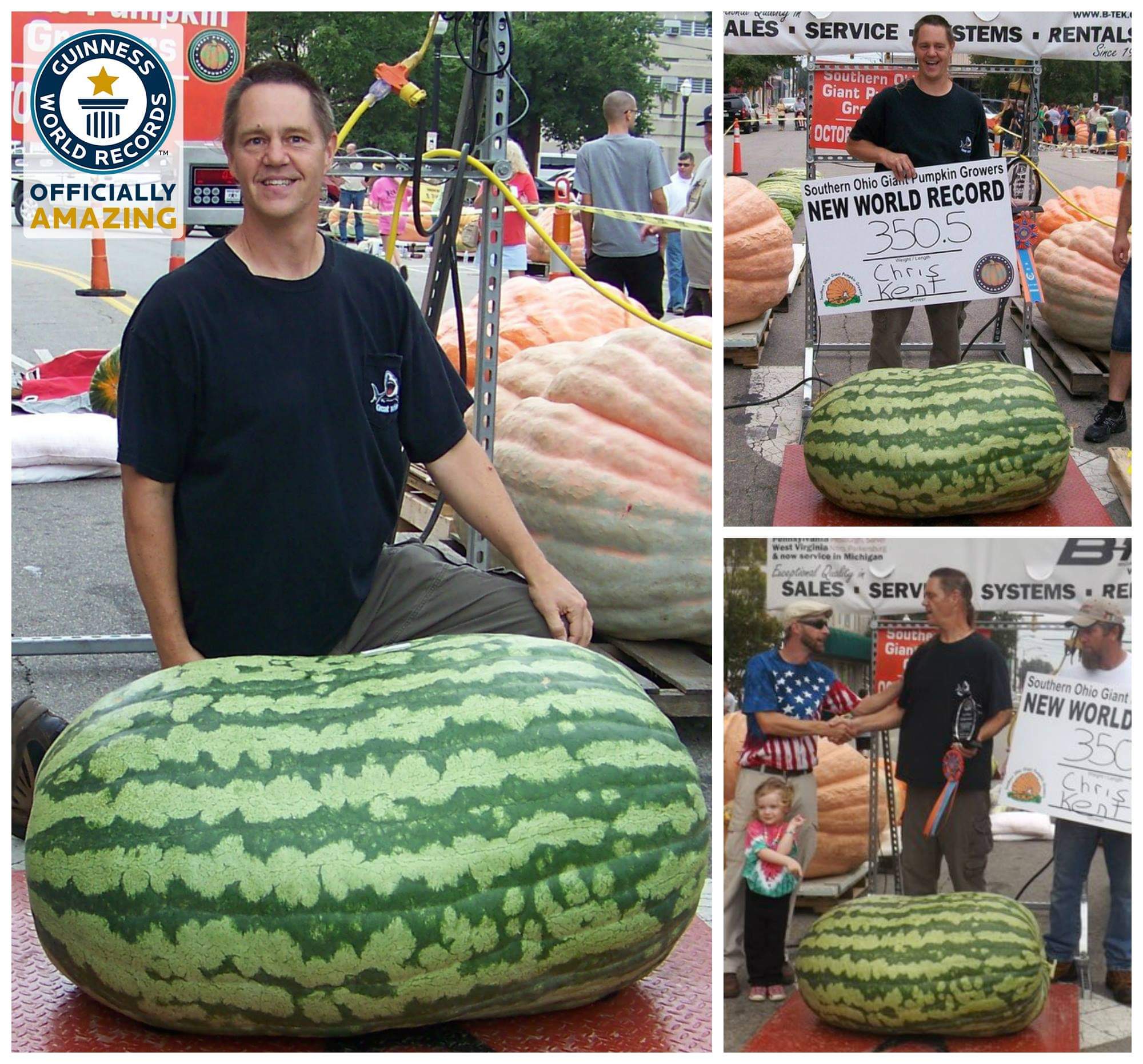 The world's biggest watermelon grown by Chris Kent in 2013. | Source: facebook.com/Guinness World Records