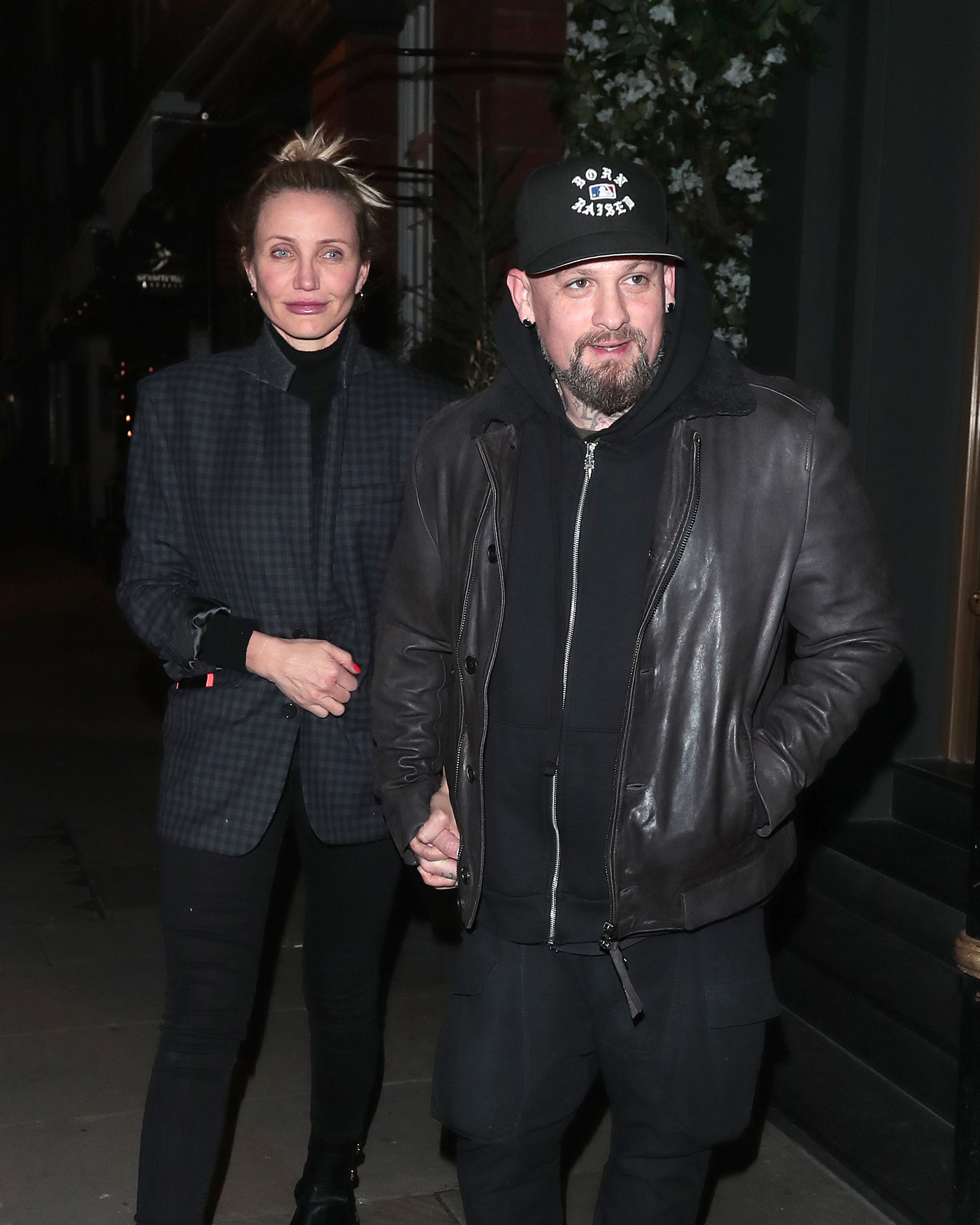 Cameron Diaz and Benji Madden \\\\\\\\u200bseen on a night out at Sparrow Italia - Mayfair restaurant on December 2, 2022, in London, England | Source: Getty Images