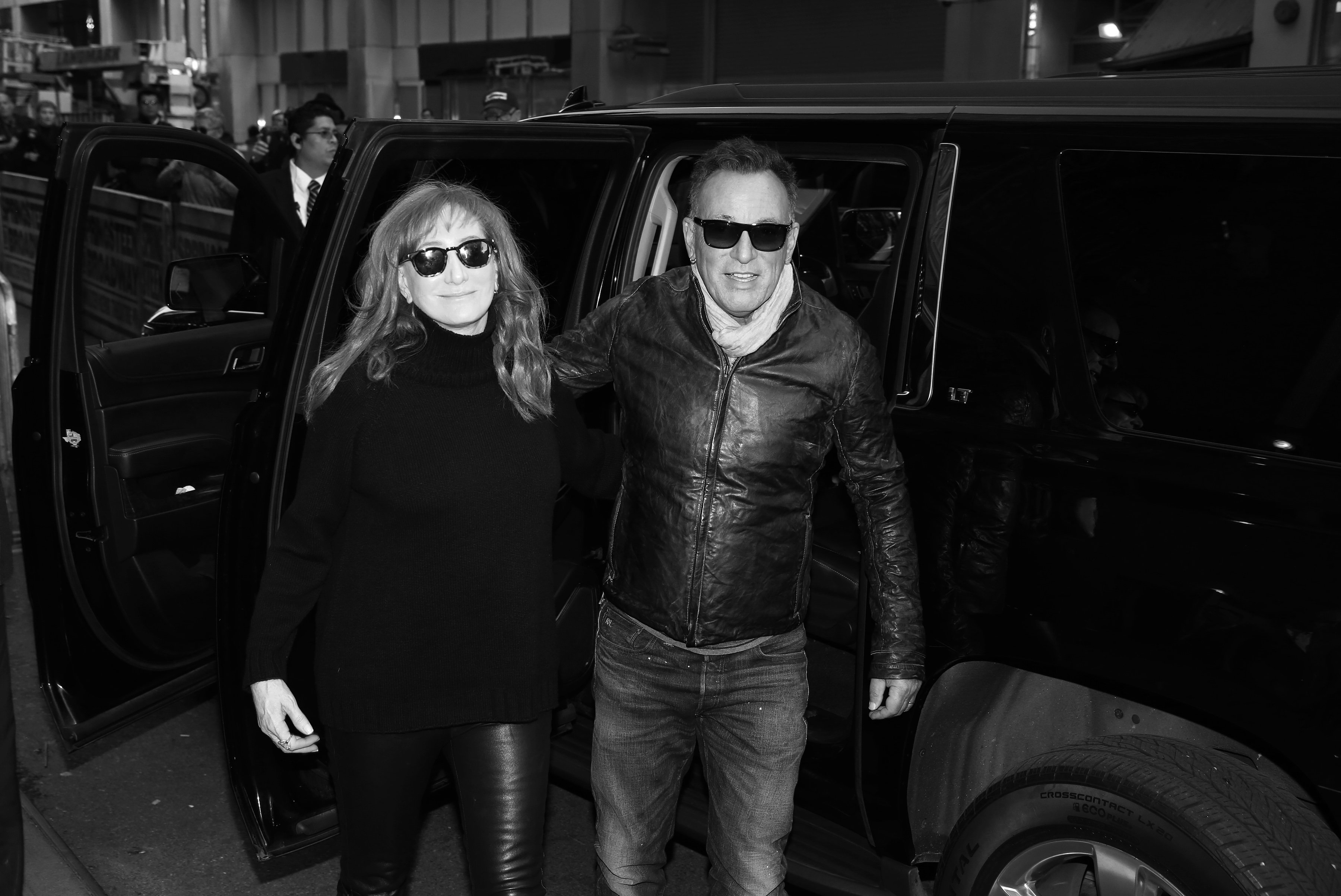 Patti Scialfa and Bruce Springsteen arriving at the Walter Kerr Theater for the official opening night performance of "Springsteen On Broadway" on October 12, 2017 in New York City. | Source: Getty Images