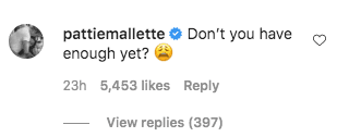 Justin Bieber's mother, Pattie Mallet's comment under a post made by Bieber on his Instagram page | Photo: Instagram/justinbieber