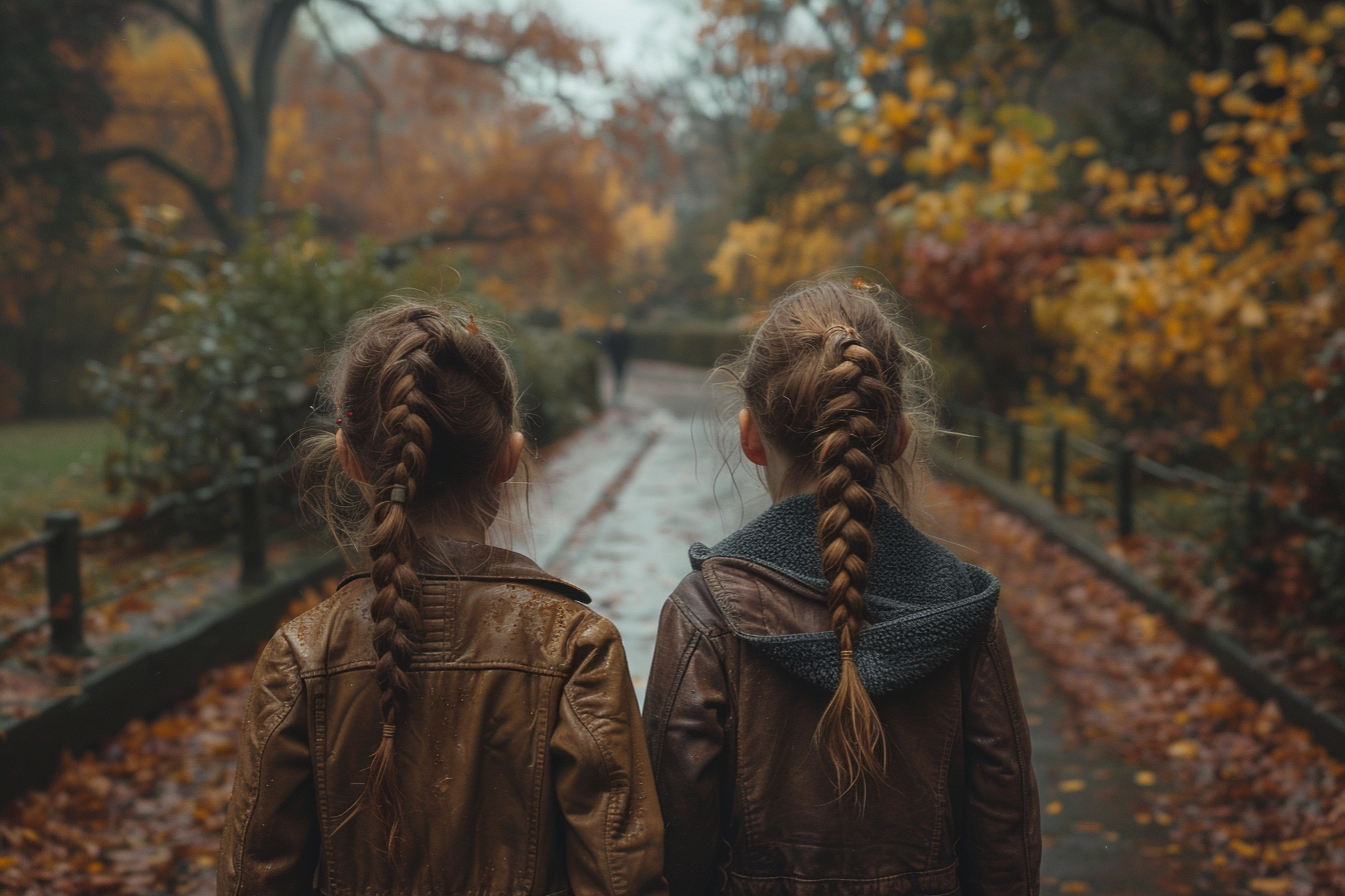 Two girls walking in a park | Source: Midjourney