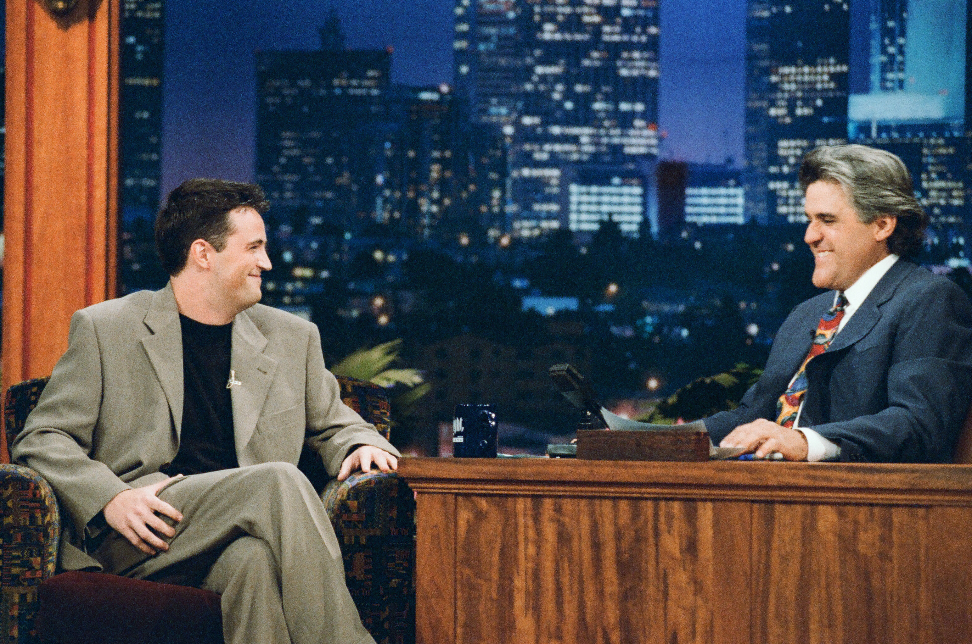 Matthew Perry during an appearance on "The Tonight Show with Jay Leno" on August 30, 1995. | Source: Getty Images