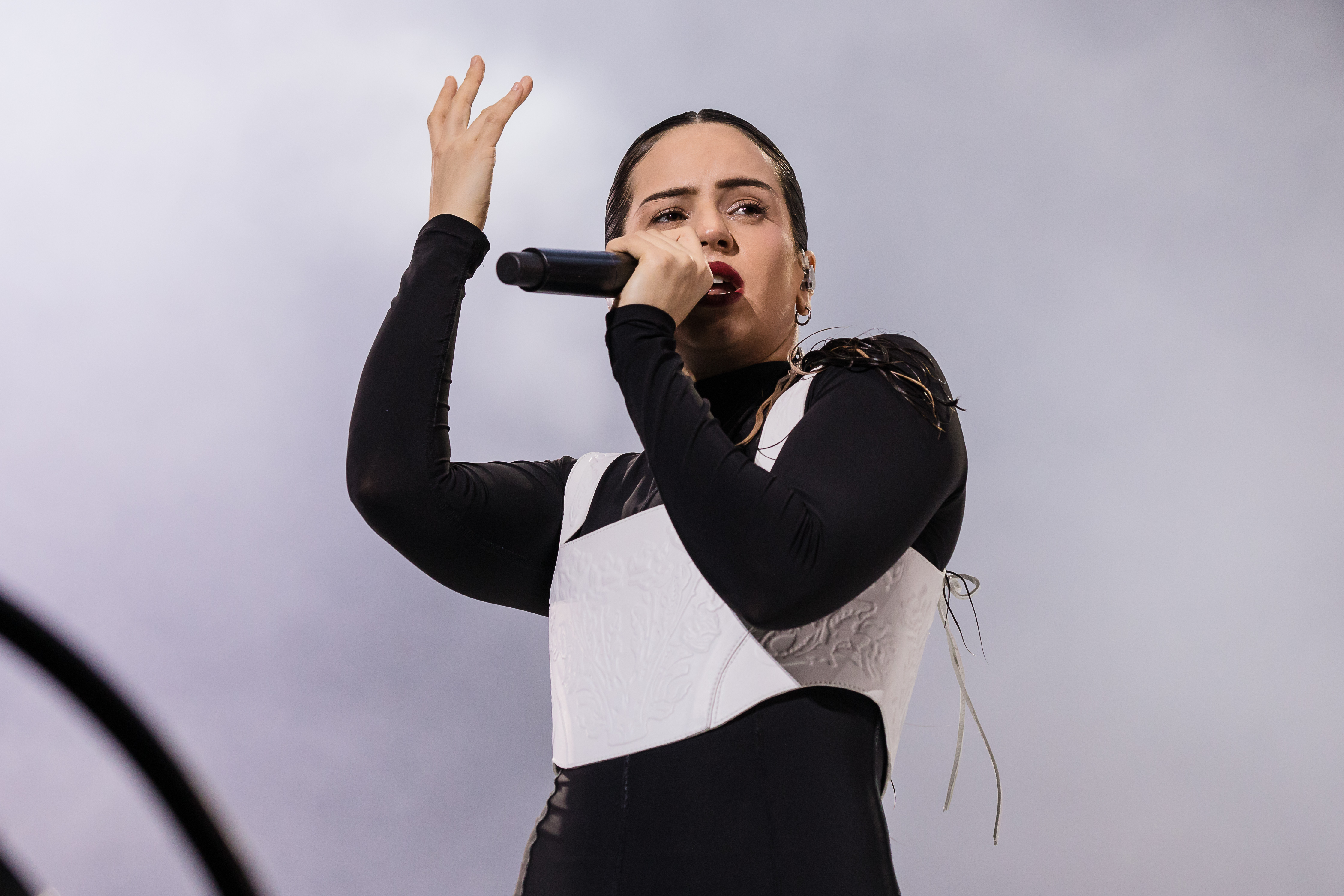Rosalia performing live on the closing day of Lollapalooza Brazil on March 26, 2023, in Sao Paulo | Source: Getty Images