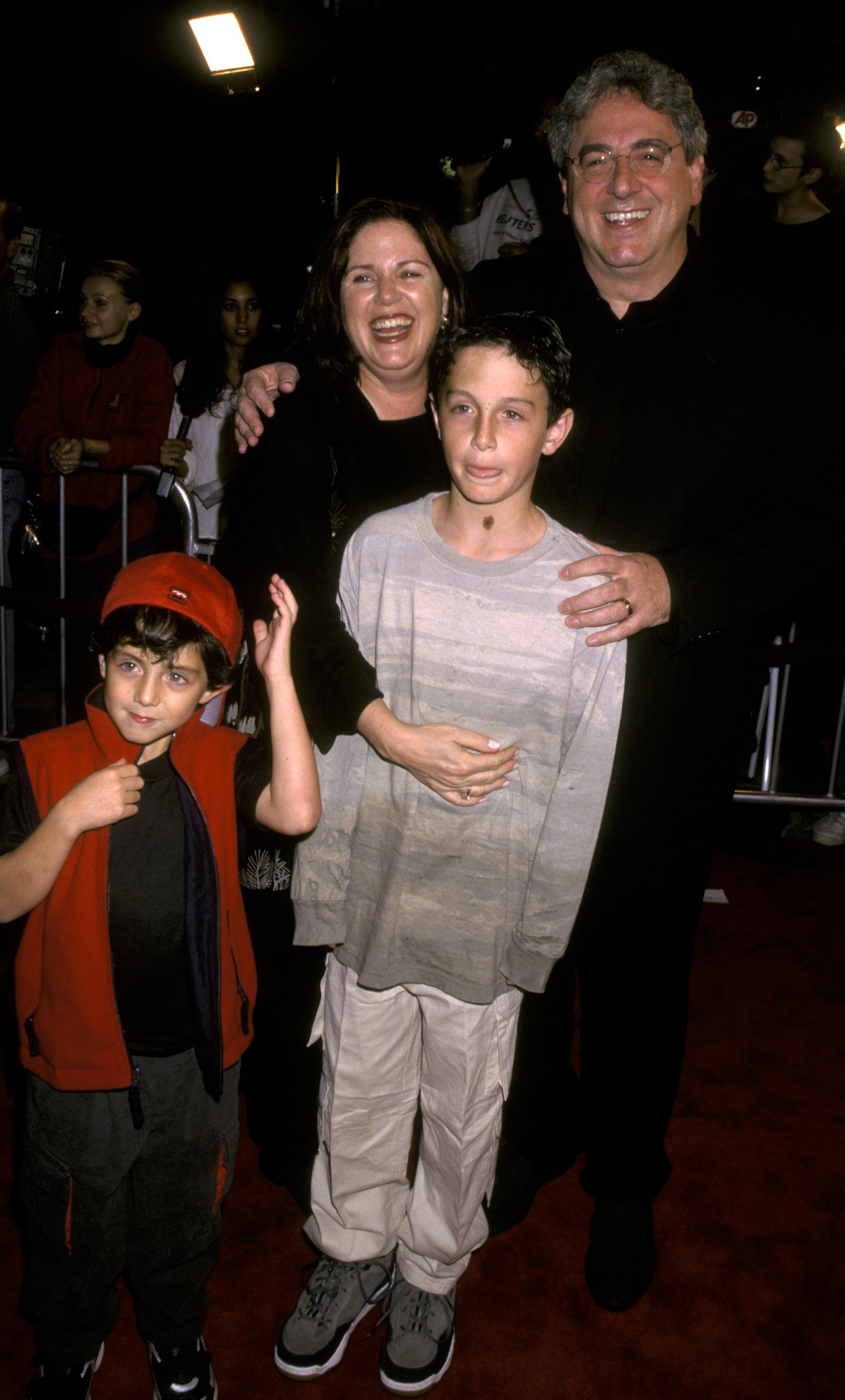  Harold Ramis, Erica Mann ad their sons, Julian Ramis and Daniel Ramis, are pictured at the world premiere of 'Bedazzled' at Mann Village Theater on October 17, 2000, in Westwood, California | Source: Getty 