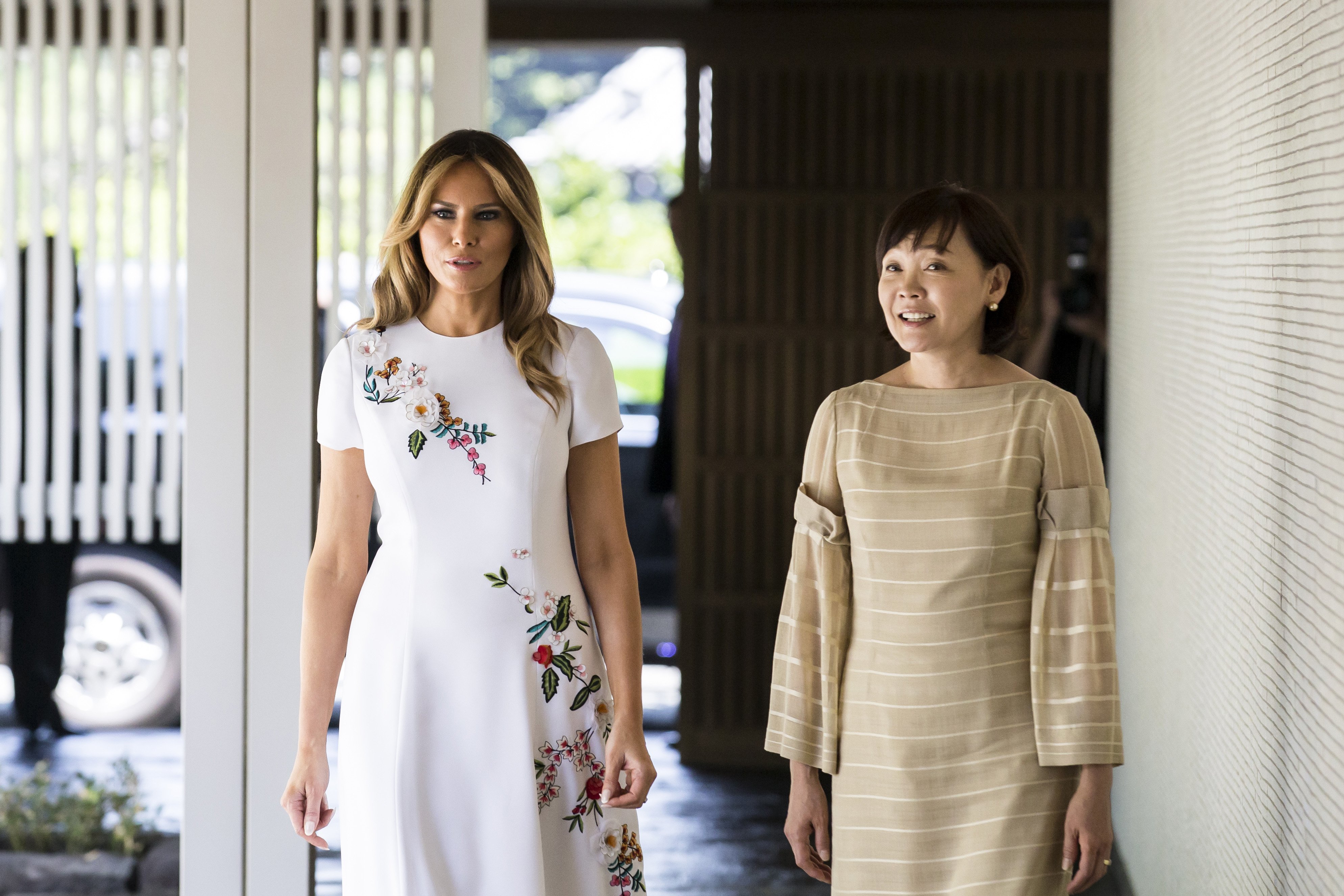First Lady Melania Trump and Japan's Prime Minister's wife Akie Abe | Photo: Getty Images