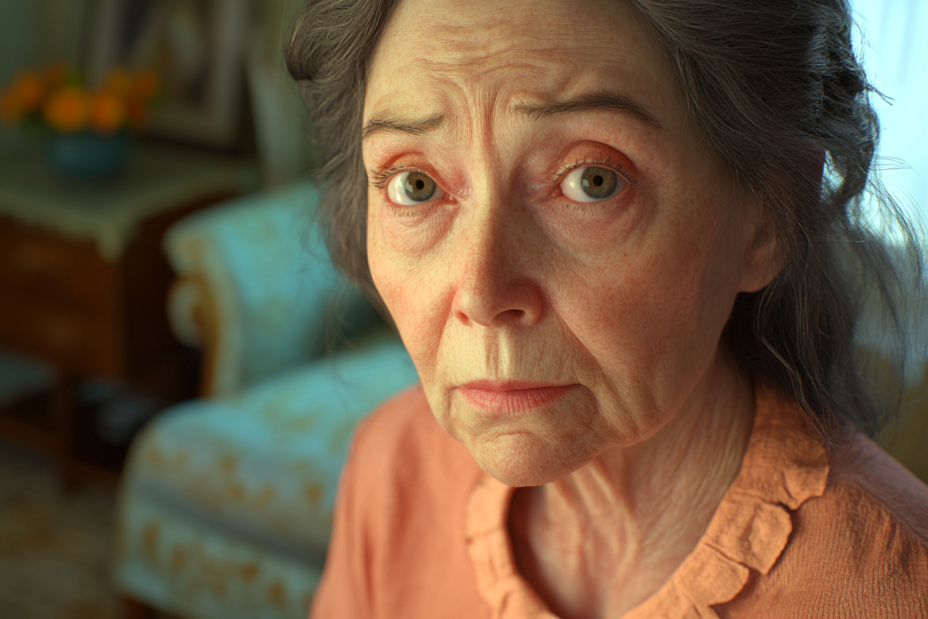 A woman sitting in her living room | Source: Midjourney