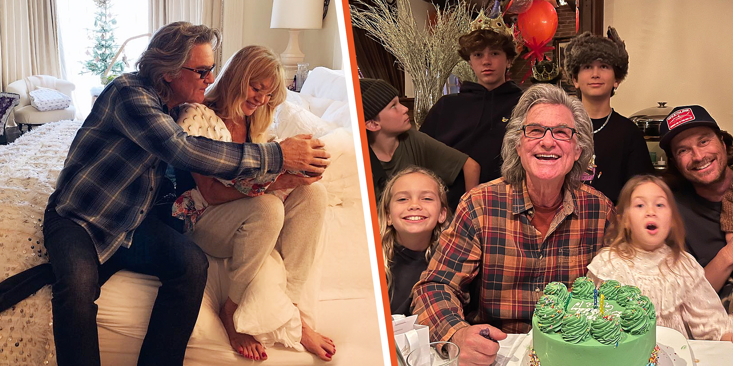 Kurt Russell and Goldie Hawn | Kurt Russell with his family | Source: Instagram/katehudson