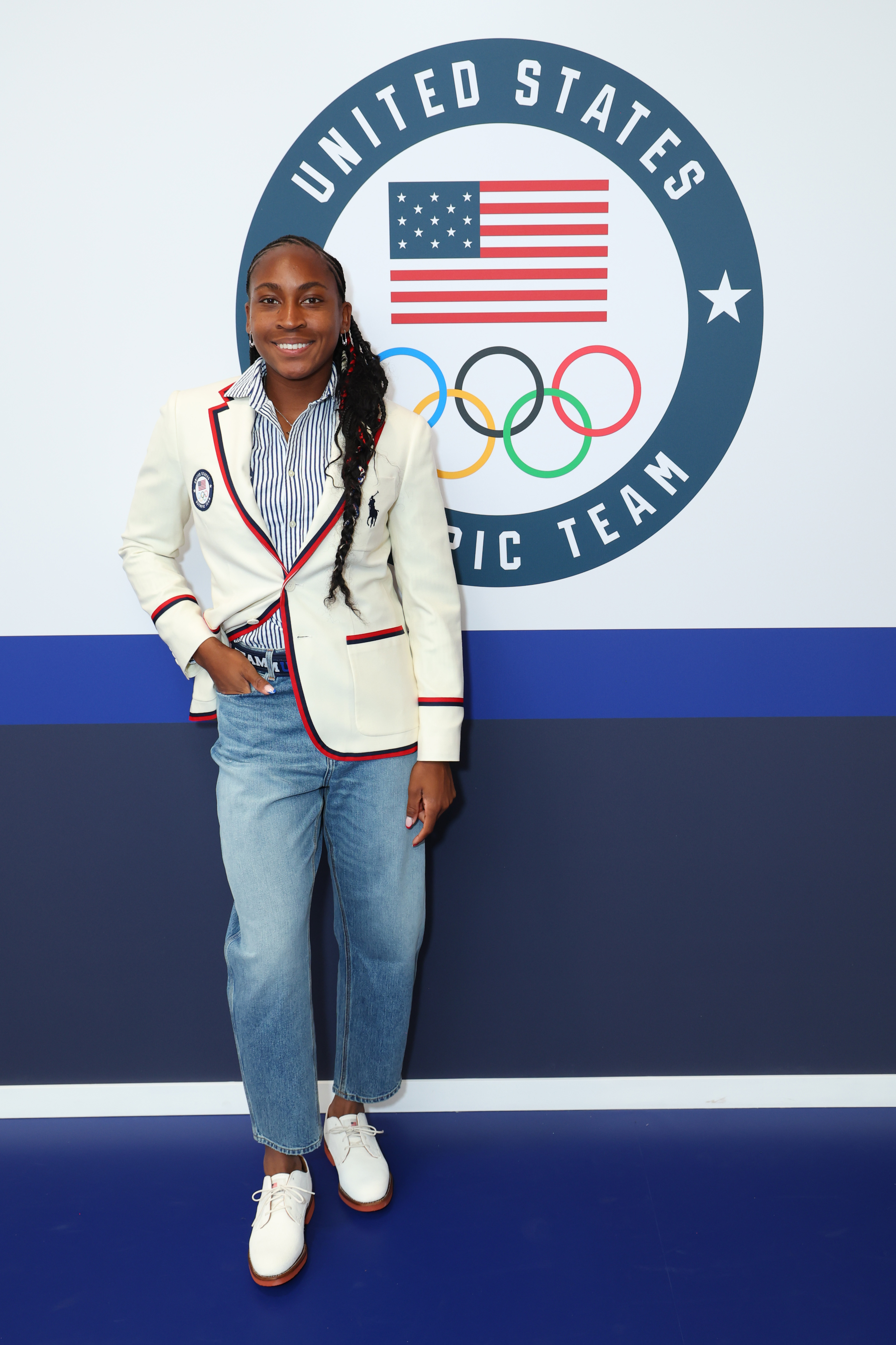 Coco Gauff celebrates her announcement as the US Flag Bearer on July 23, 2024, in Paris, France | Source: Getty Images