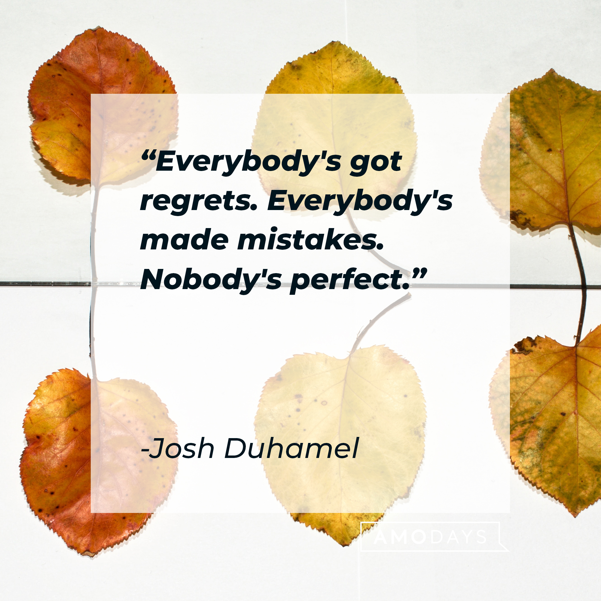 Josh Duhamel's quote: "Everybody's got regrets. Everybody's made mistakes. Nobody's perfect." | Image: Unsplash