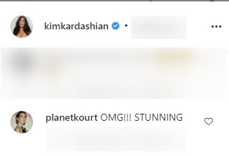 Screenshot of a comment on Kim Kardashian's post. | Source: Instagram/KimKardashian