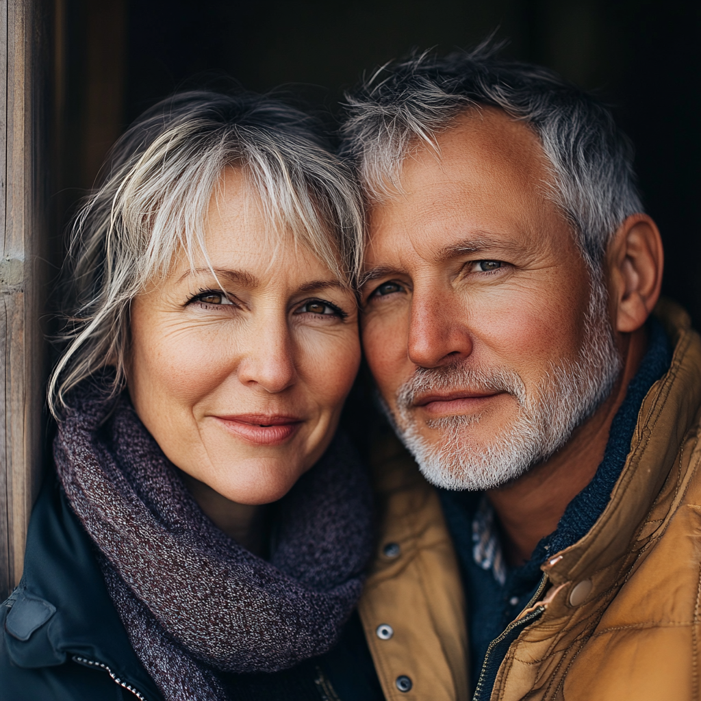 A smiling older couple | Source: Midjourney