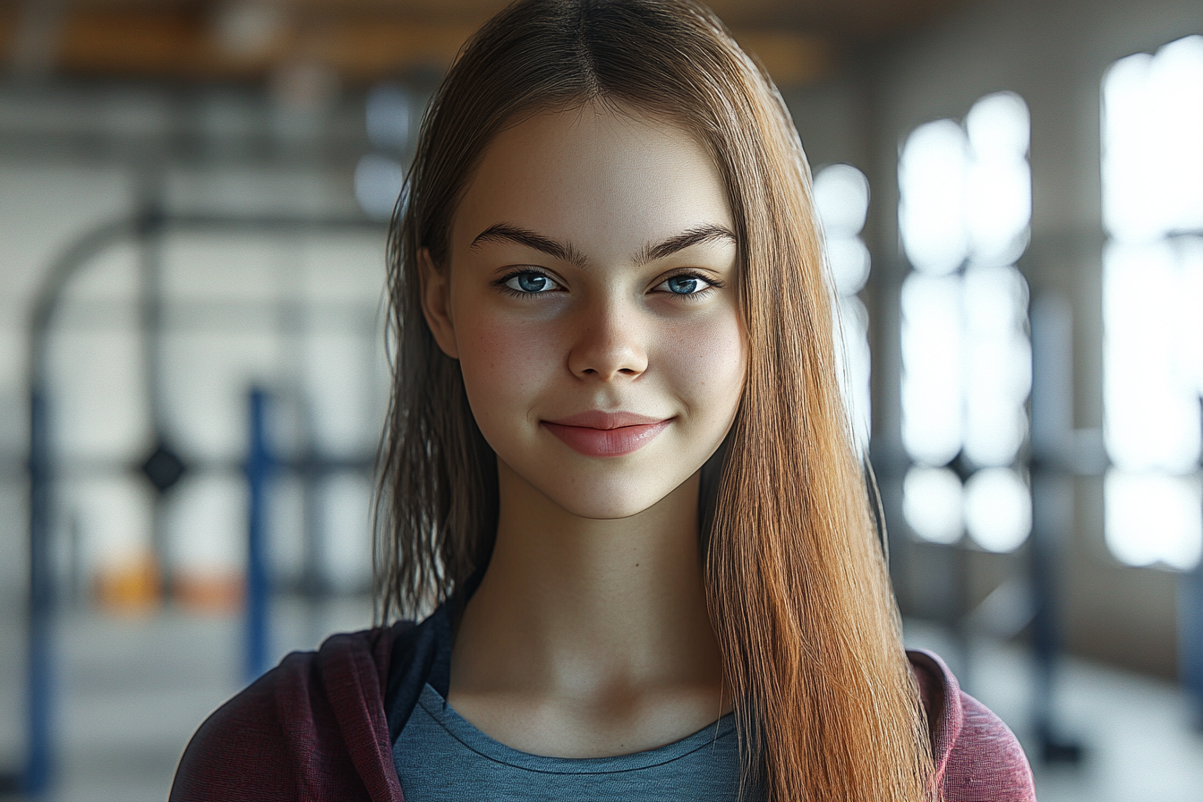 A girl standing in a gym | Source: Midjourney