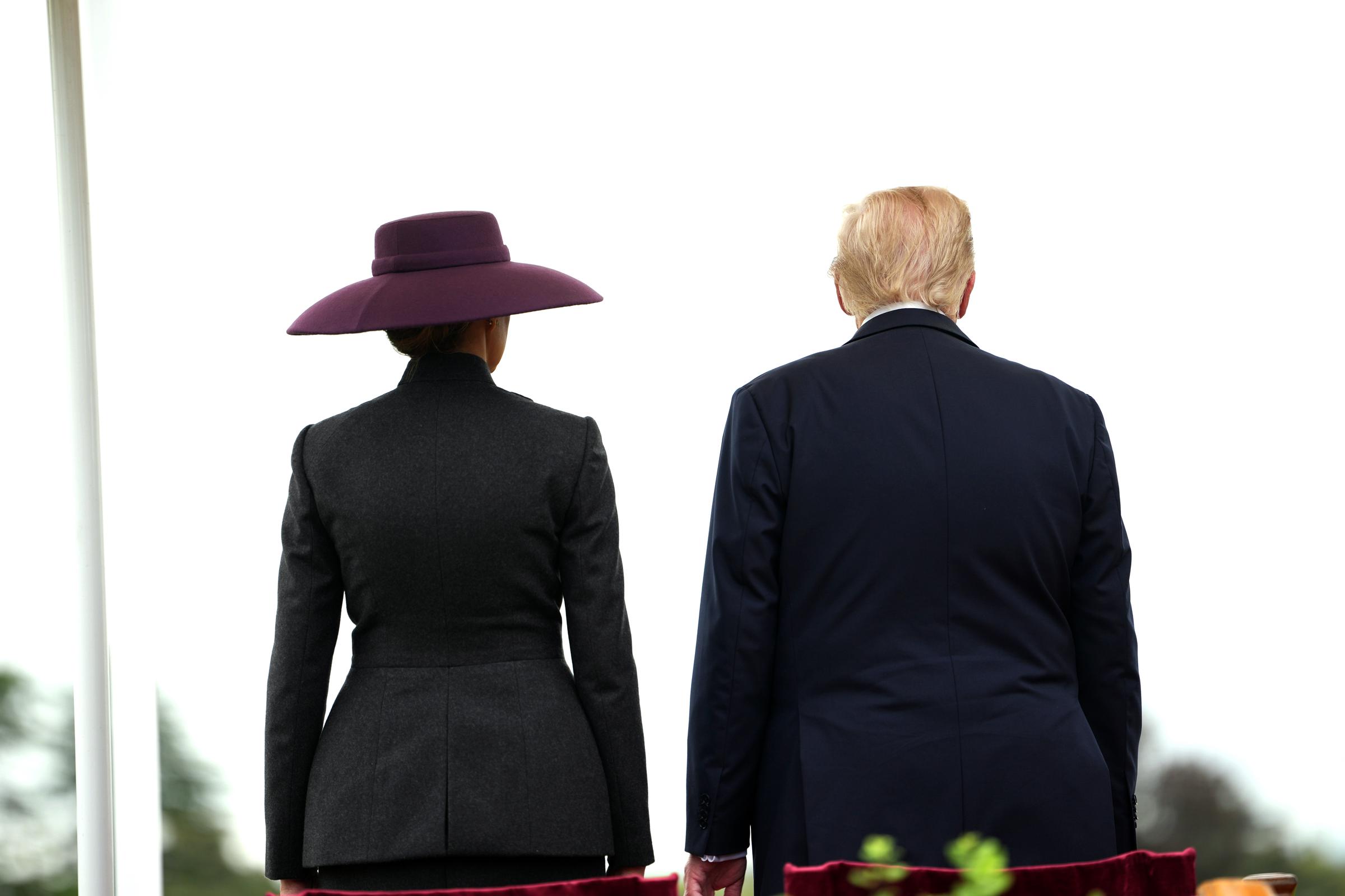 U.S. President Donald Trump and First Lady Melania stand during the State visit at Windsor Castle, England on September 17, 2025 | Source: Getty Images