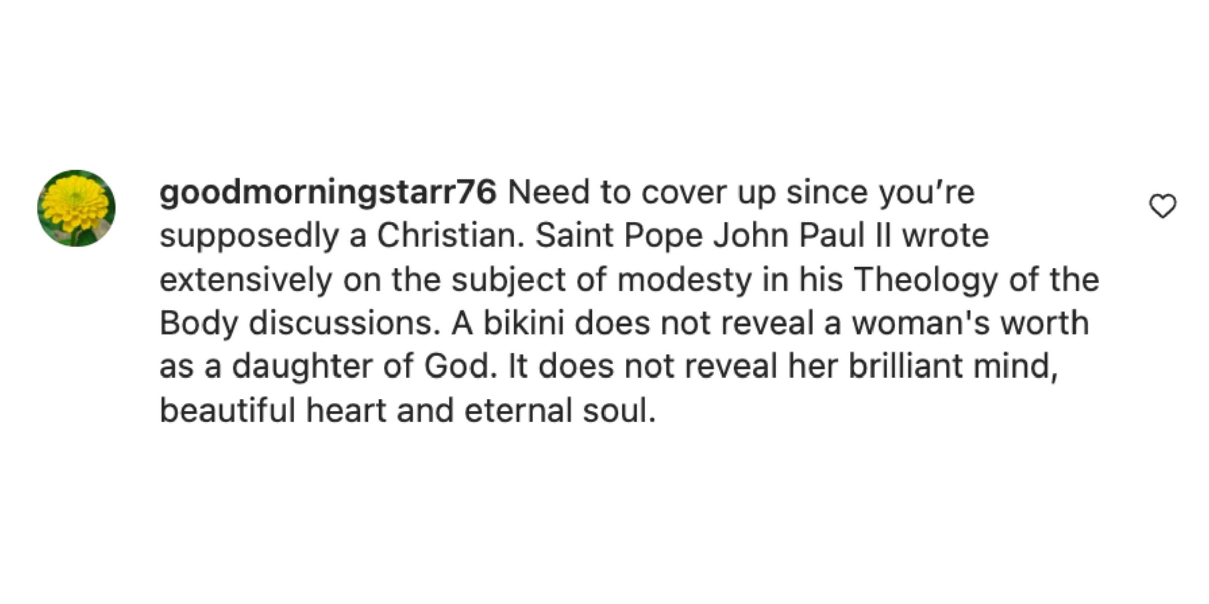A fan's comment on Natasha Bure's Instagram post on June 28, 2022. | Source: Instagram/natashabure