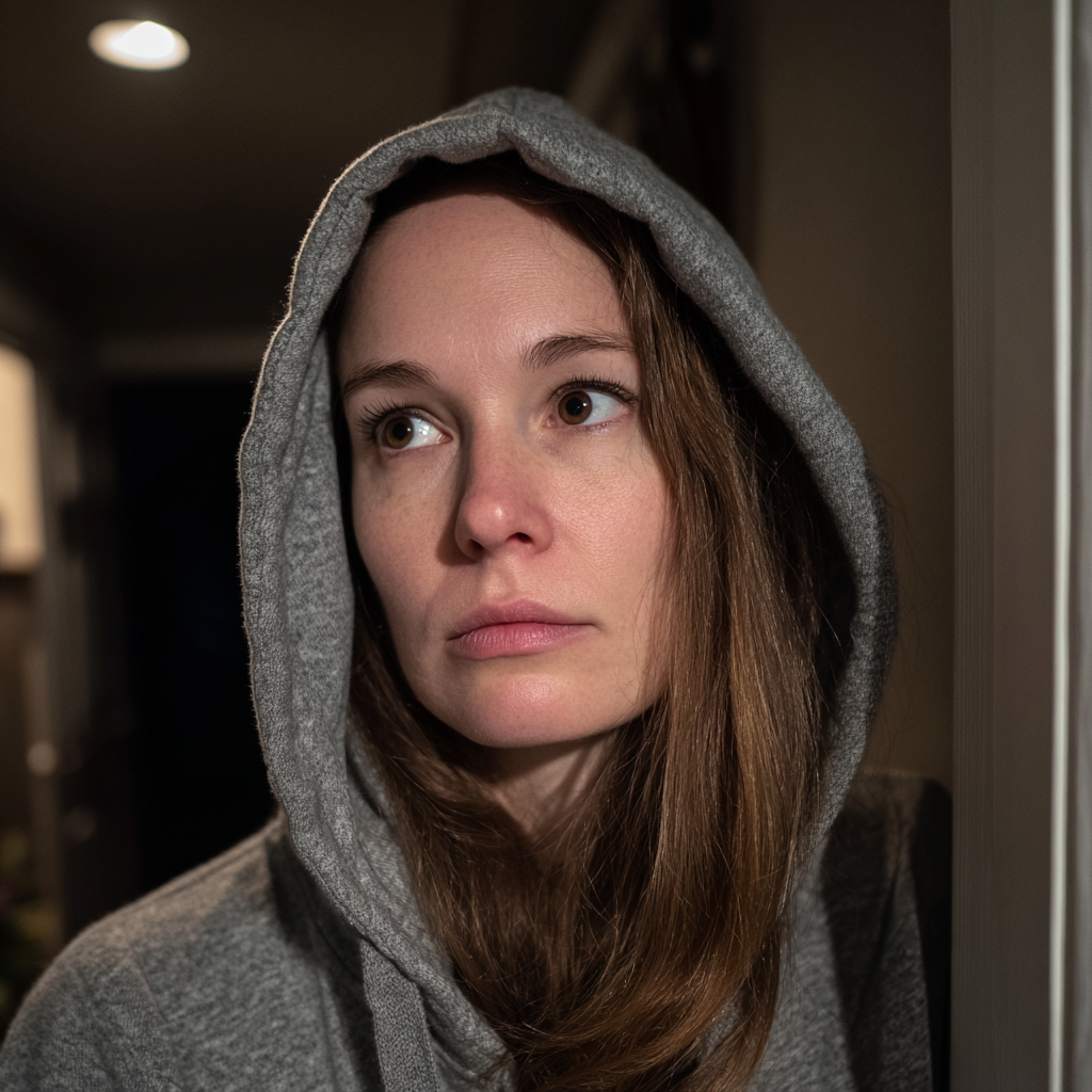 A woman standing in a hallway | Source: Midjourney