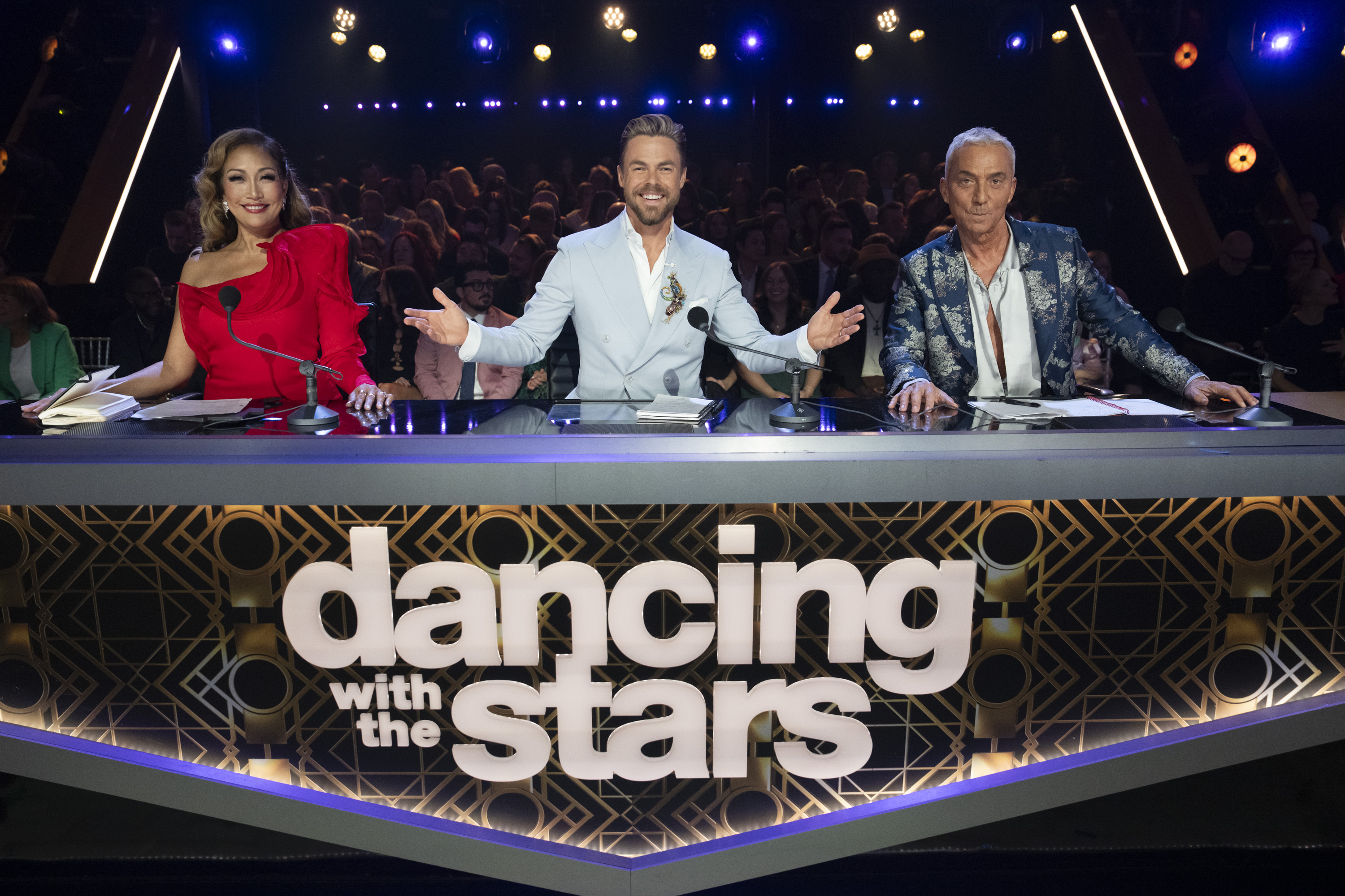 Carrie Ann Inaba, Derek Hough, and Bruno Tonioli. | Source: Getty Images