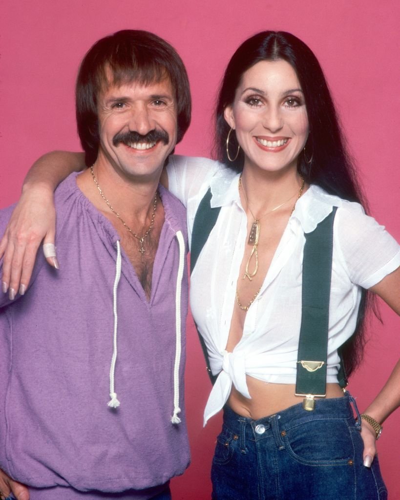Cher poses with ex-husband Sonny Bono for a photo session on July 22, 1977 in Los Angeles, California | Photo: Getty Images