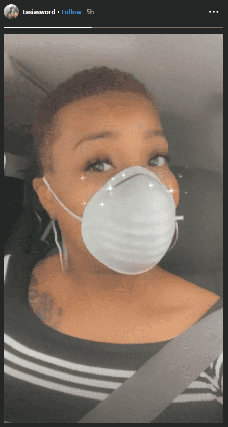 Fantasia Barrino wears a mask as she rides the car amid the COVID-19 pandemic | Source: Instagram.com/TasiasWord