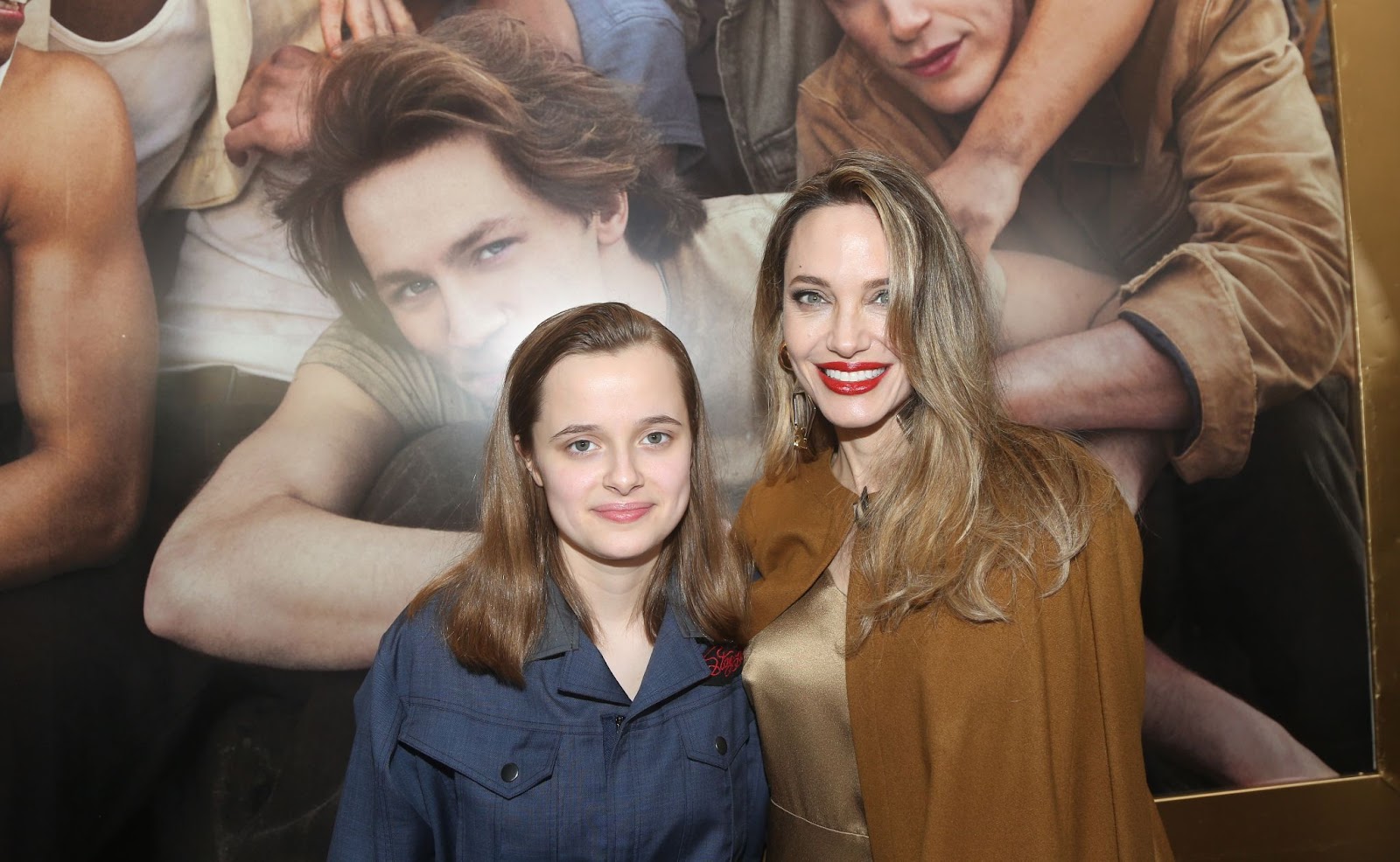 Vivienne Jolie-Pitt and Angelina Jolie at the opening night of "The Outsiders" at the Bernard B. Jacobs Theatre on April 11, 2024, in New York. | Source: Getty Images