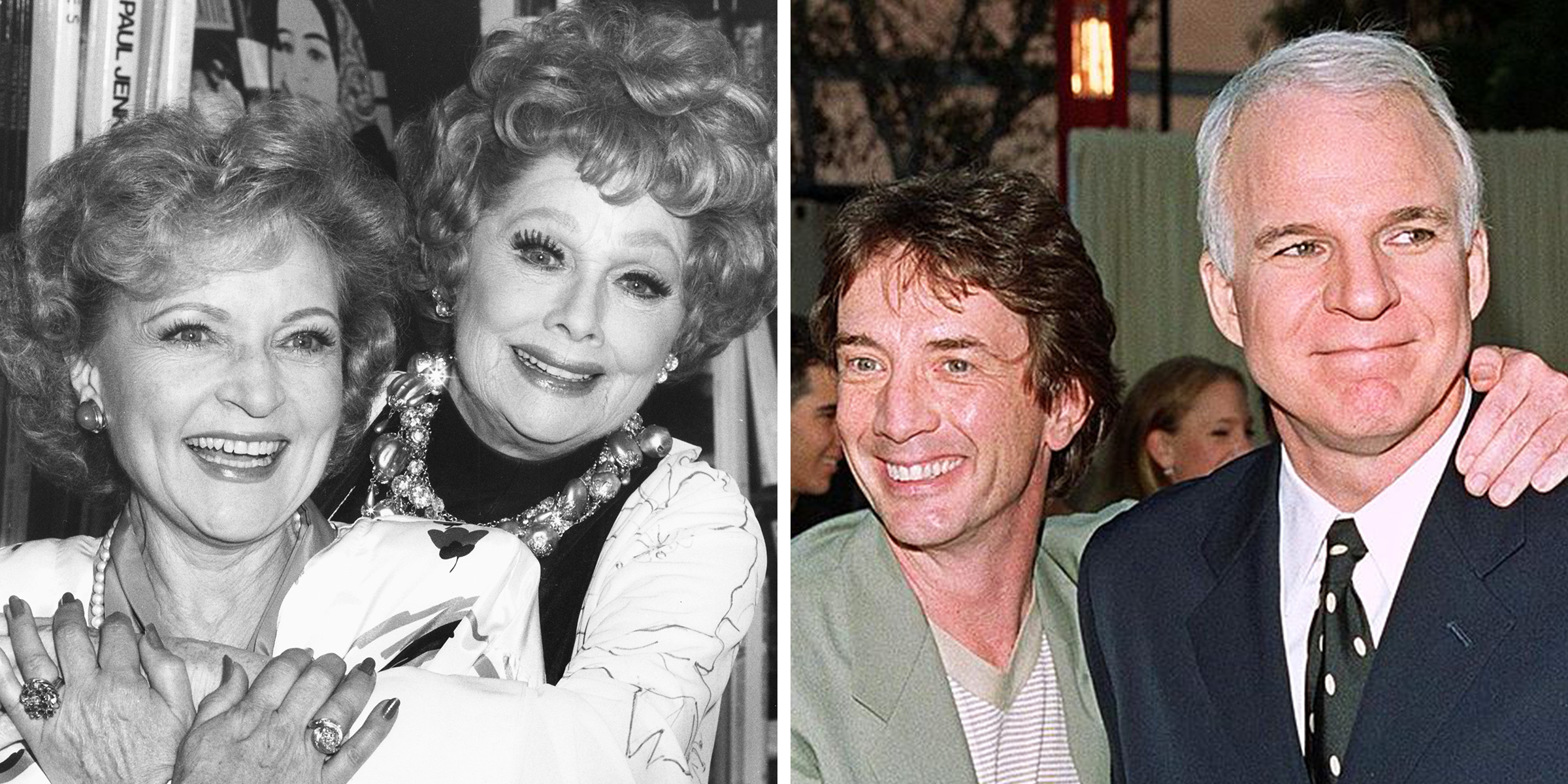 Betty White and Lucille Ball | Martin Short and Steve Martin | Source: Getty Images