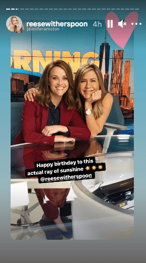 Jennifer Aniston wished her "The Morning Show" co-host Reese Witherspoon for her birthday. | Photo: Instagram/reesewitherspoon