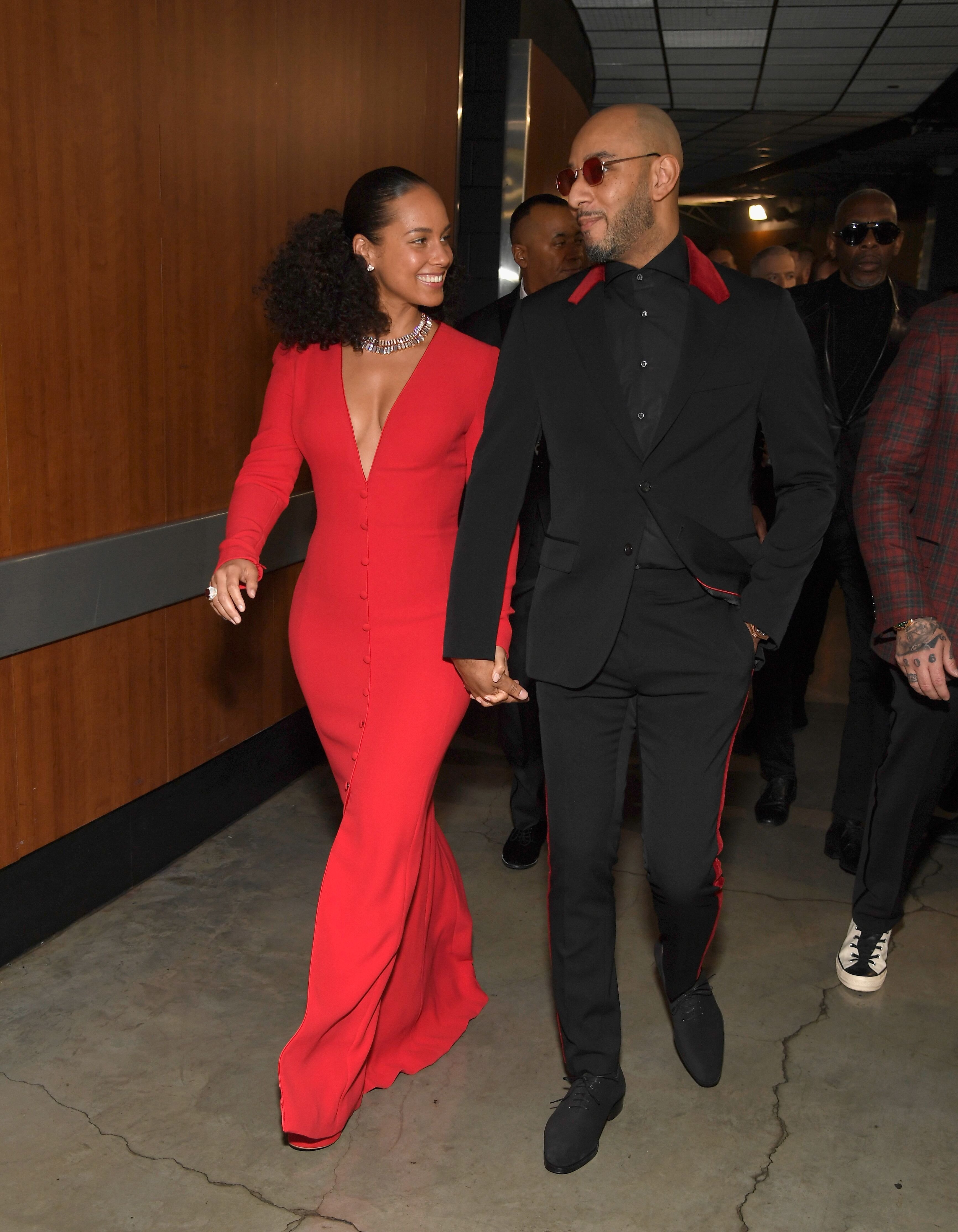 Alicia Keys (L) and husband rapper Swizz Beatz backstage during the 61st Annual GRAMMY Awards at Staples Center | Photo: Getty Images