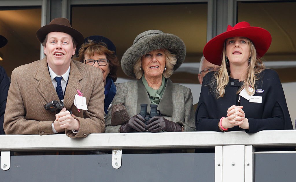 Camilla, Tom Parker Bowles (left), and daughter Laura Lopes (right) at the Cheltenham Festival at Cheltenham Racecourse on March 11, 2015 | Photo: Getty Images