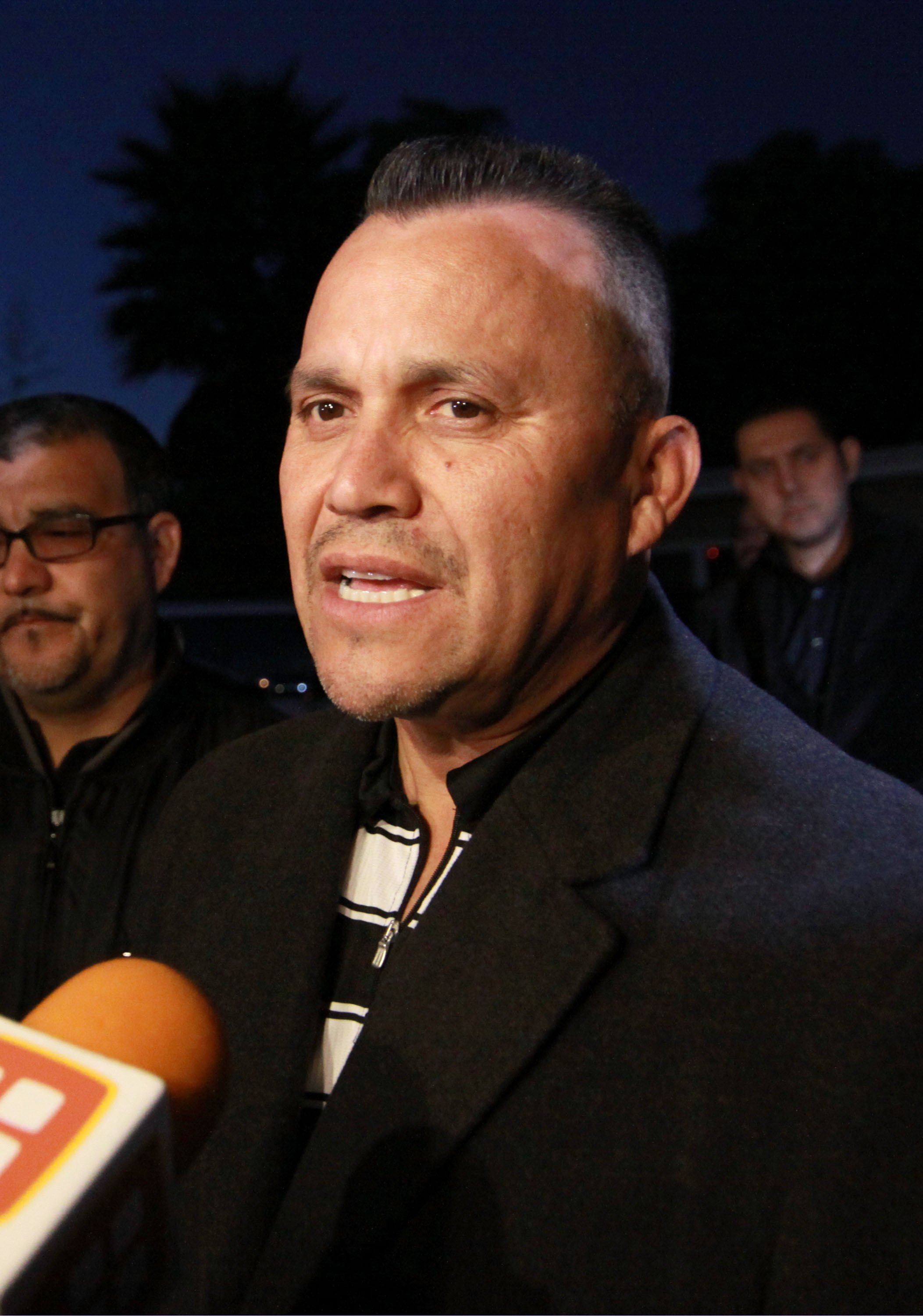 Pedro Rivera Jr. talks to the press on December 13, 2012, in Long Beach, California. I Source: Getty Images