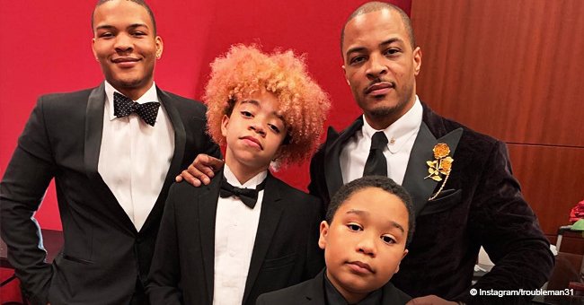 T.I. glows with pride in photo with his 3 sons in suits who bear a striking resemblance to him