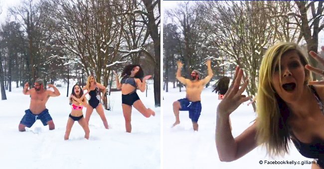 NC family goes viral for having swimsuit dance party in winter storm