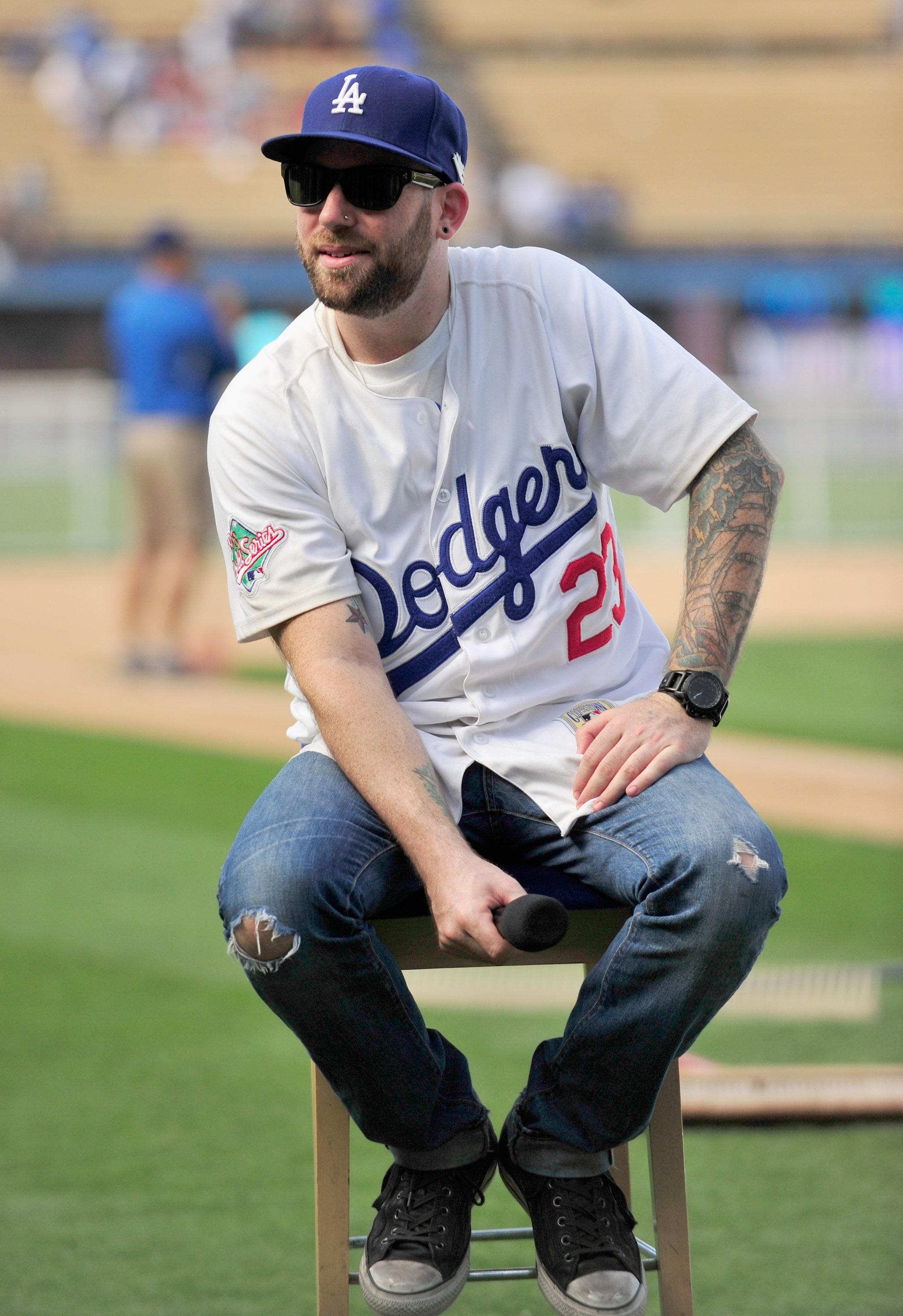 Grant Gelt on the field before the screening of "Sandlot" and following the MLB game between the San Diego Padres and Los Angeles Dodgers at Dodger Stadium on September 1, 2013, in Los Angeles, California | Source: Getty Images