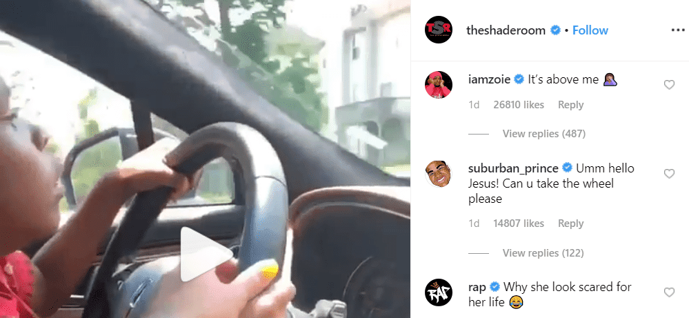 User comments on the video of Young Thug’s daughter driving. | Photo: Instagram/The Shade Room