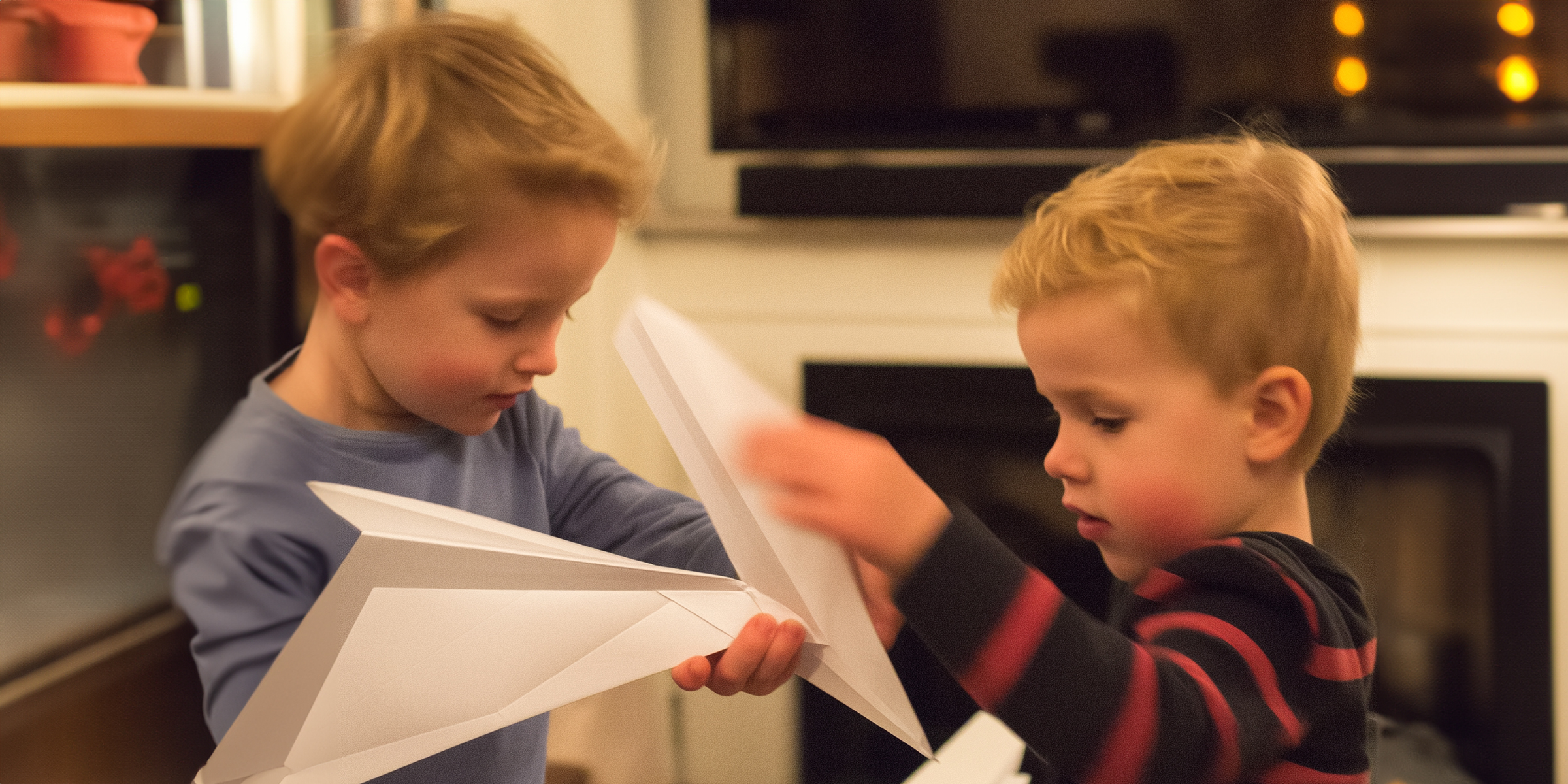 Two young boys holding paper planes | Source: Amomama