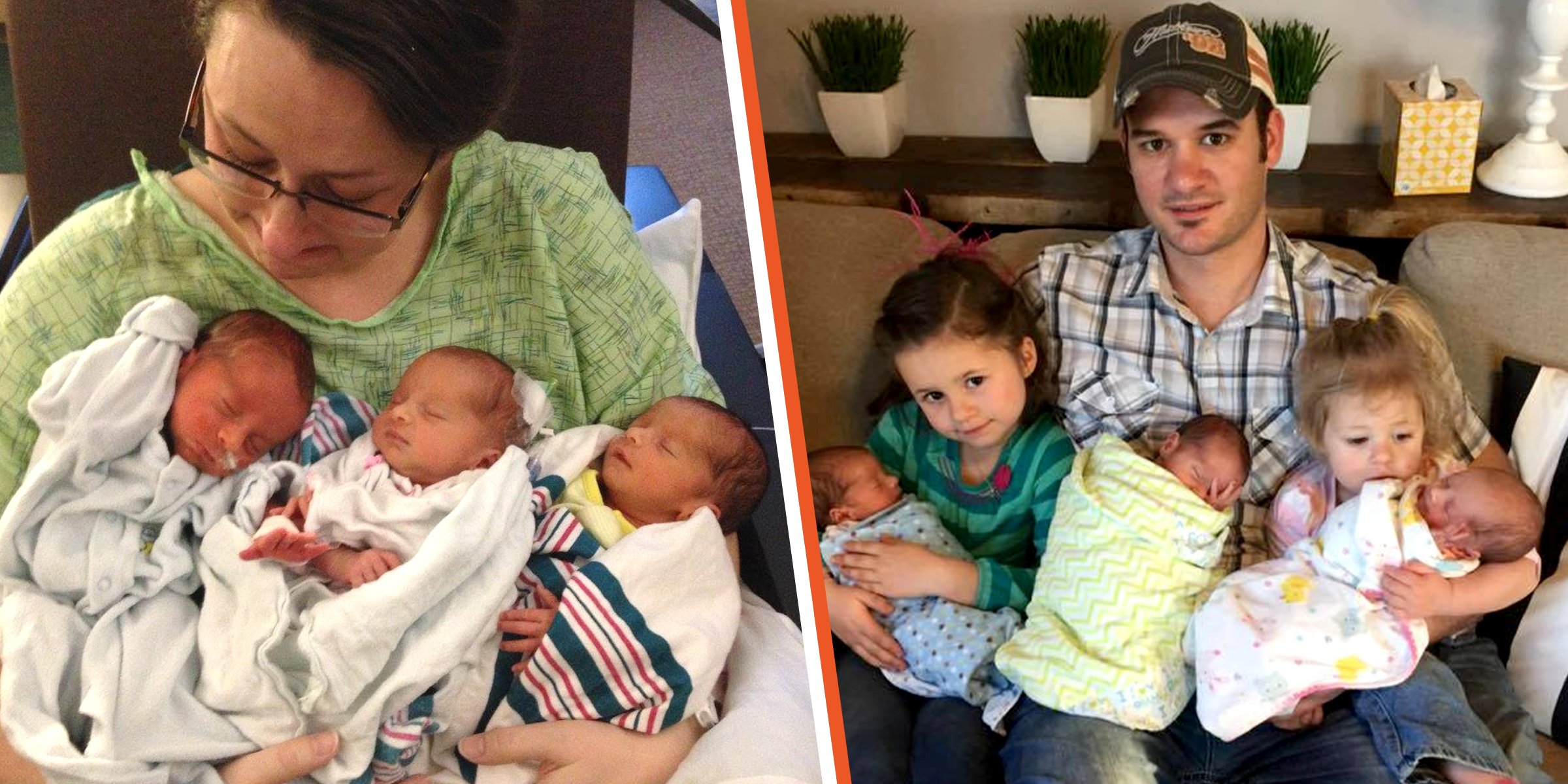 Casi Rott with Her Triplets, 2016 | Joey Rott and His Children. 2016 | Source: Facebook.com/Casi's Triplets