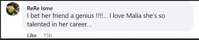 A fan comments on Malia Obama's appearance | Source: Facebook.com/marlene.angela/