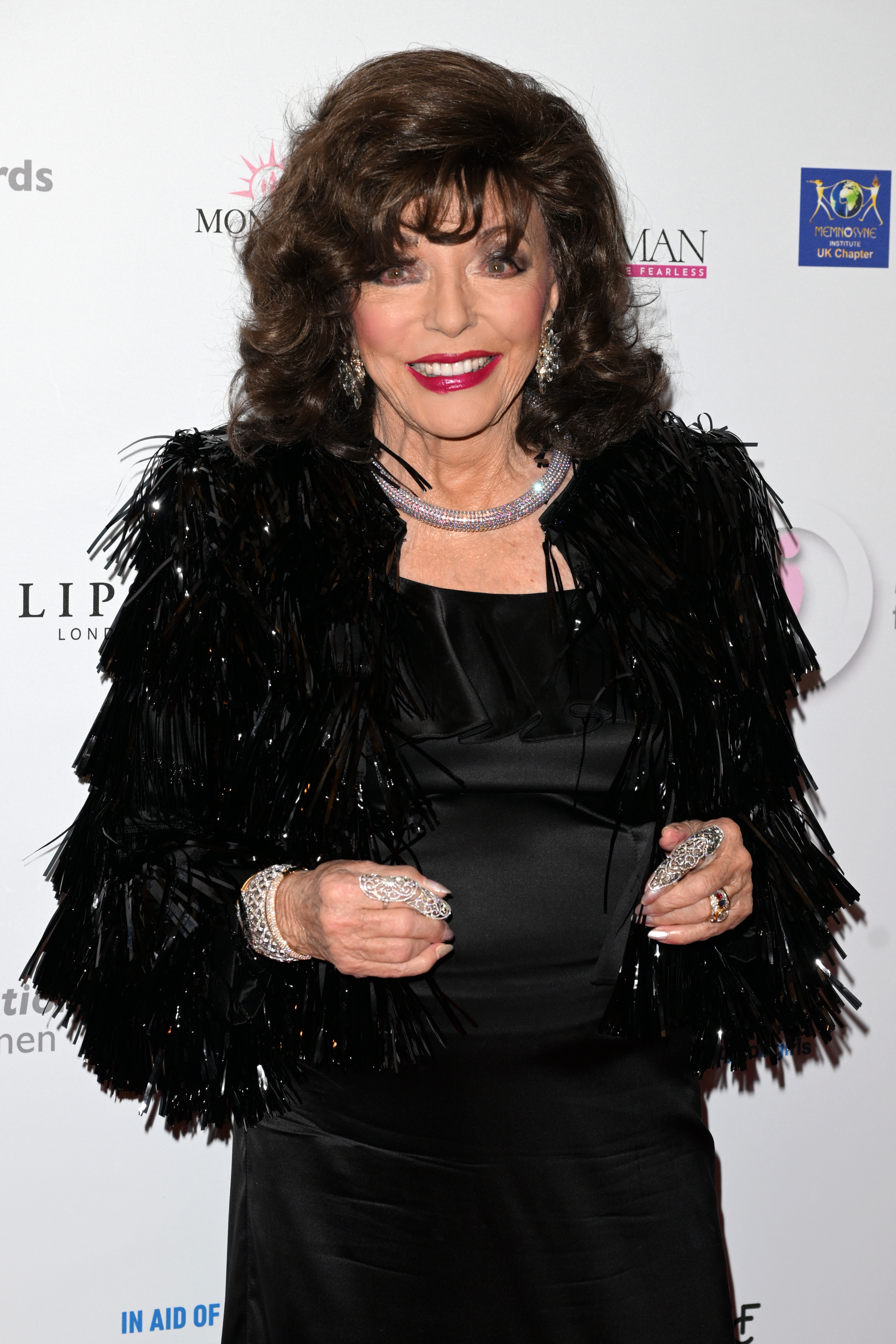Joan Collins attends the Inspiration Awards For Women in London, England, on March 22, 2024. | Source: Getty Images