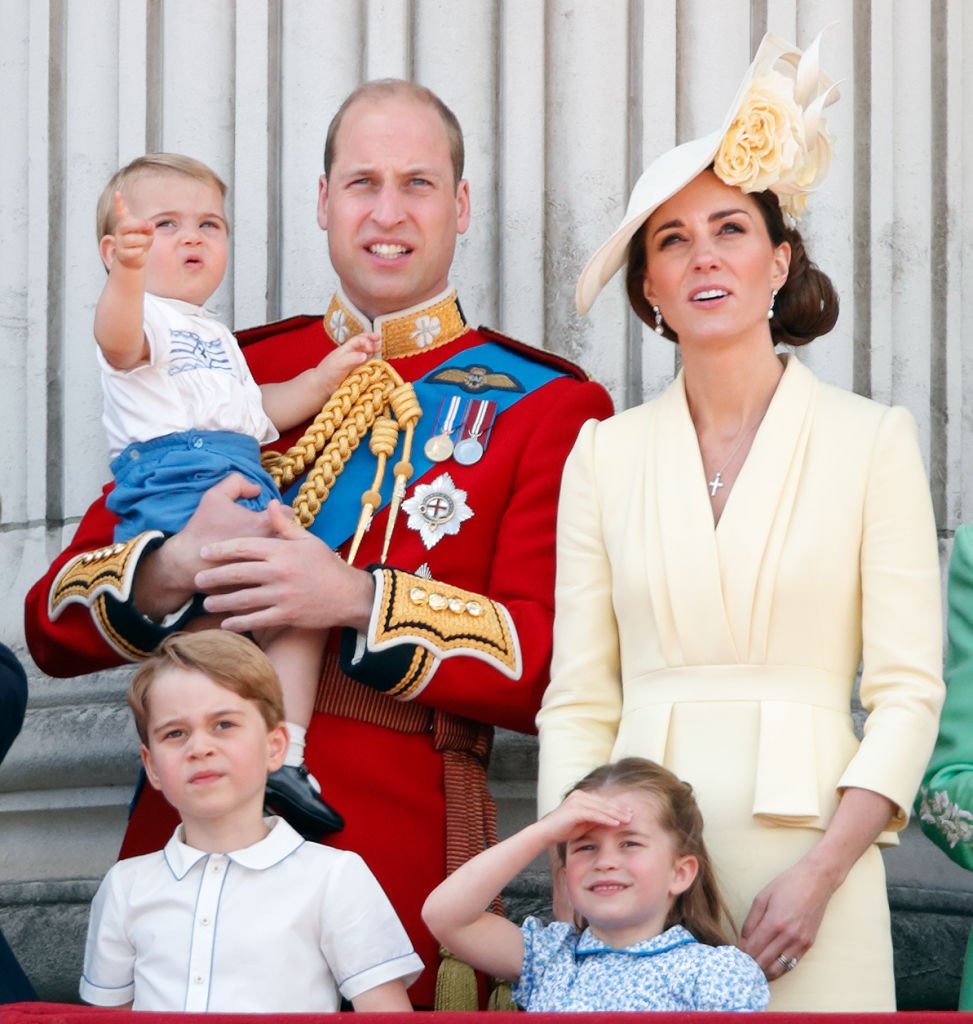 Prince William, Kate Middleton, Prince Louis, Prince George and Princess Charlotte stand on the balcony of Buckingham Palace during Trooping The Colour, the Queen's annual birthday parade, on June 8, 2019 in London, England | Photo: Getty Images