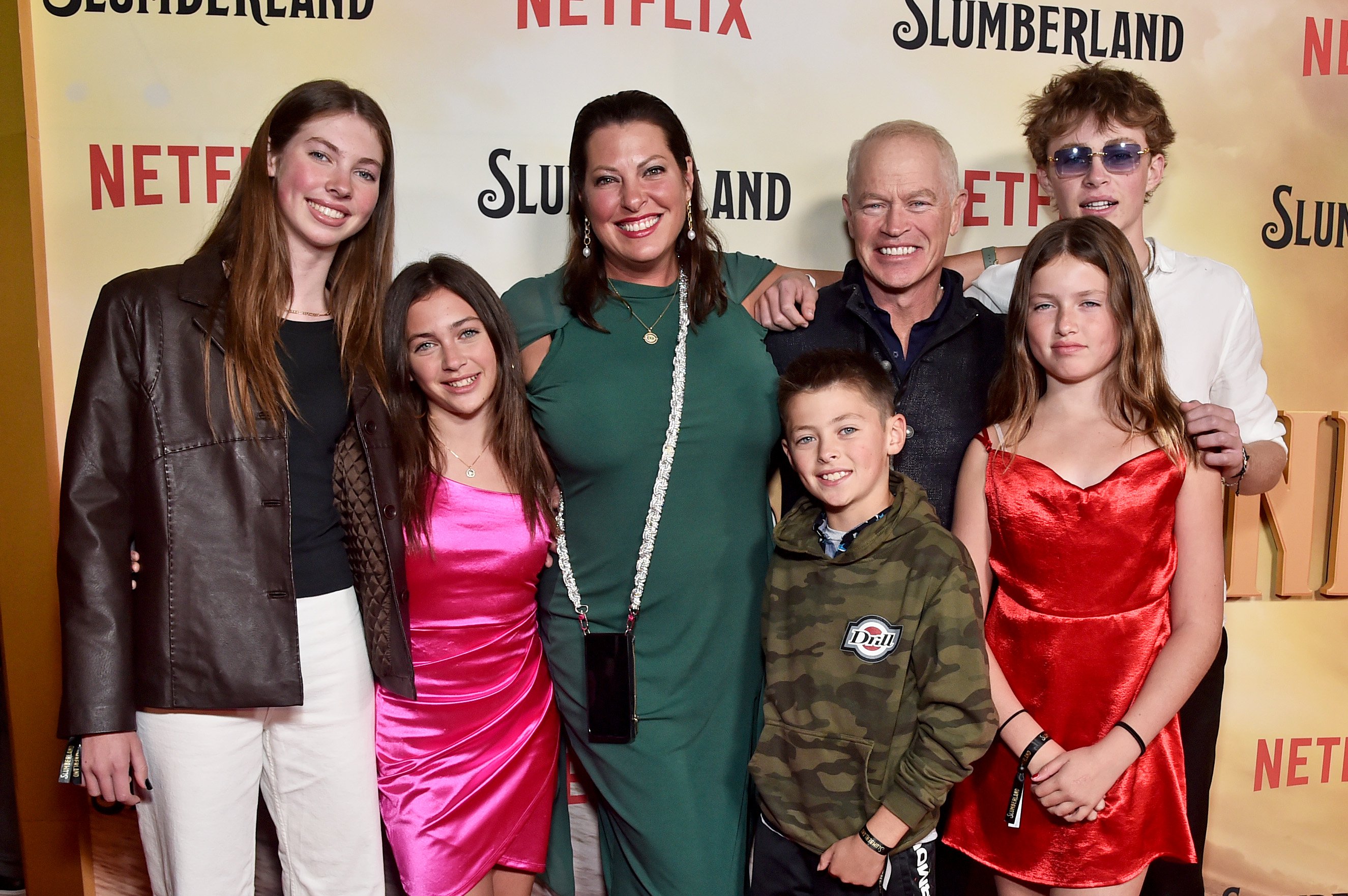 Ruve McDonough, Neal McDonough, and their five children at the Los Angeles premiere of Netflix's "Slumberland" on November 09, 2022. | Source: Getty Images