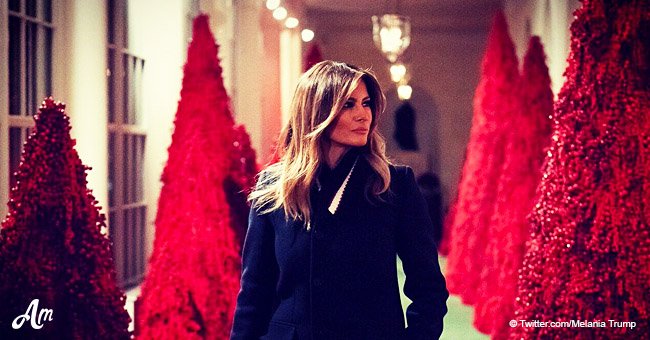 Melania Trump's blood-red trees made a splash at White House Christmas party amid backlash